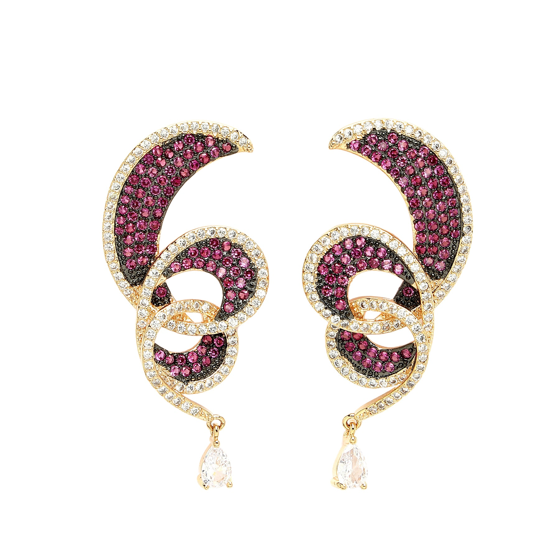 AGP PARIS Womens Diva Collection Zirconia Intertwined Drop Earrings