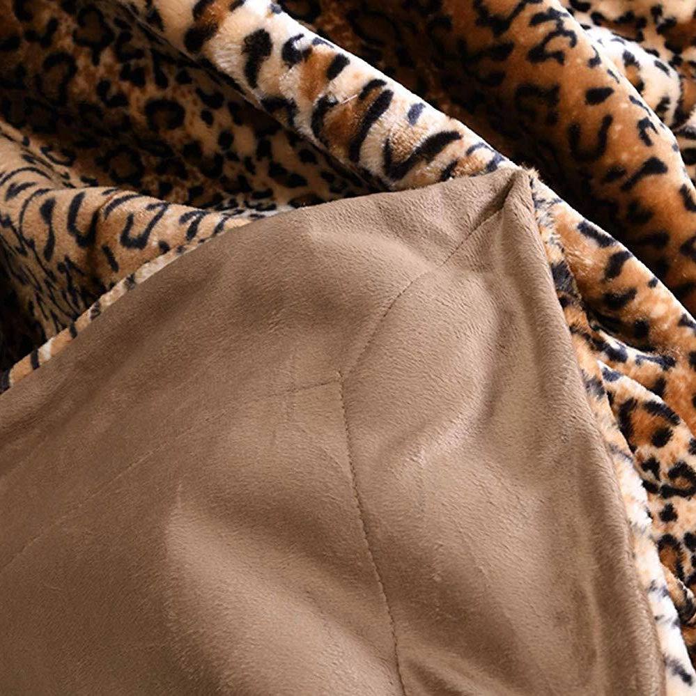MarCielo Faux Fur Leopard Throw Blanket, Soft Plush Cozy Sofa Cover