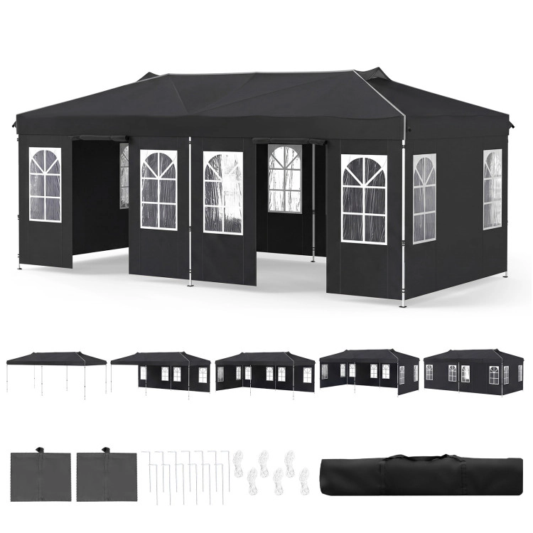 Hivvago 10 x 20 FT Pop Up Canopy Tent with 6 Sidewalls and Adjustable Height