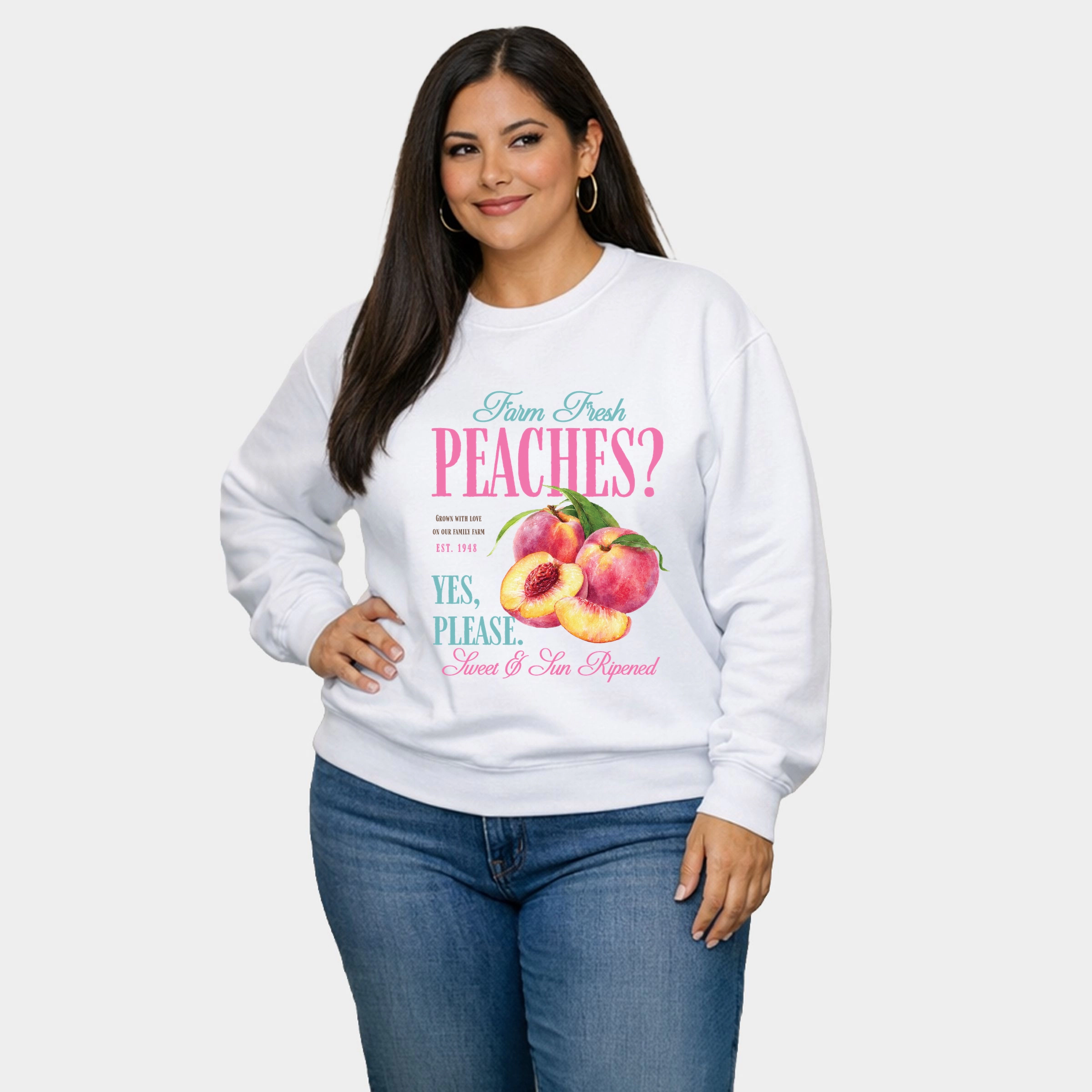 Simply Sage Market - Farm Fresh Peaches  Women's Plus Sized Graphic Sweatshirt
