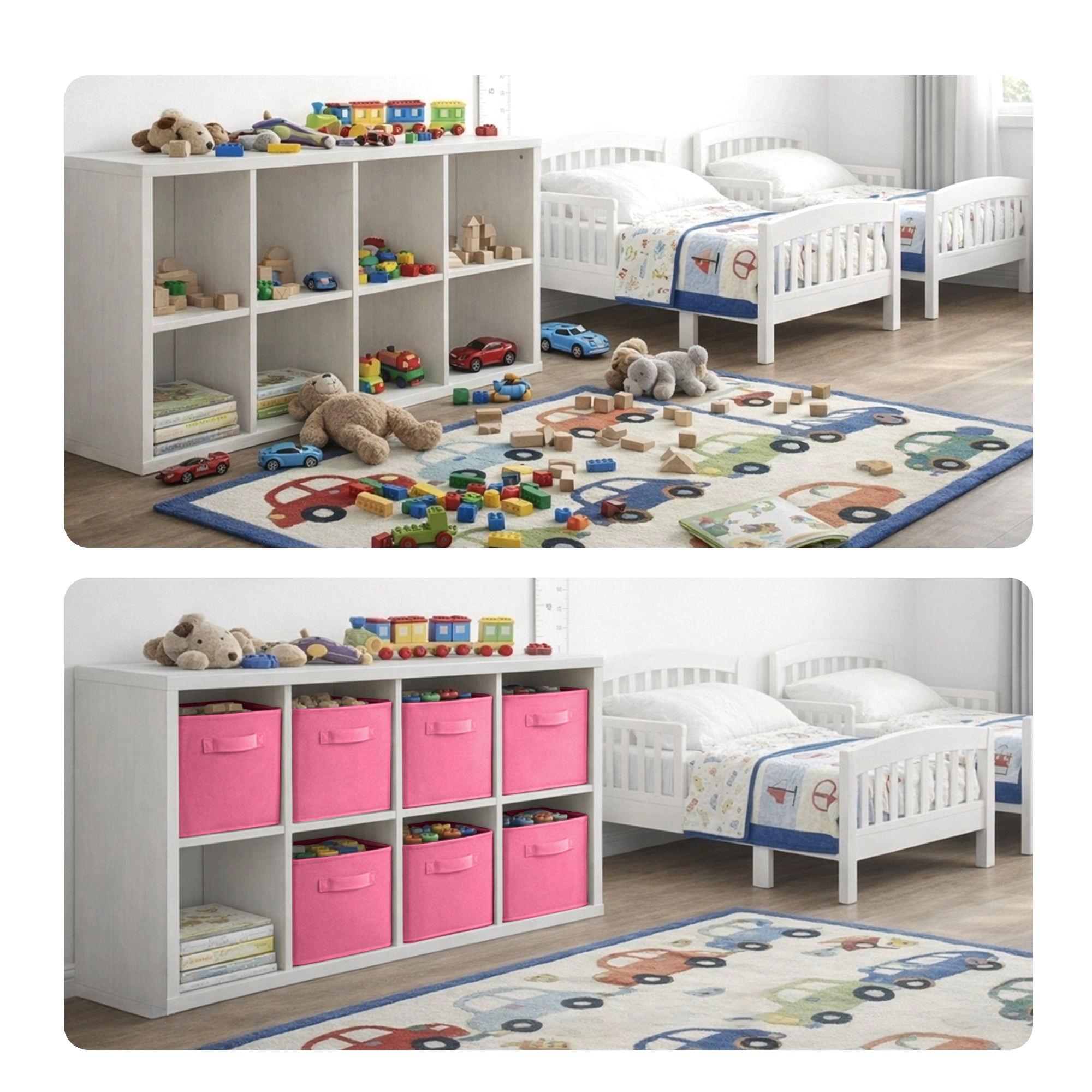 Cheer Collection Fabric Storage Cubes with Handles 6 Pack Collapsible Shelf