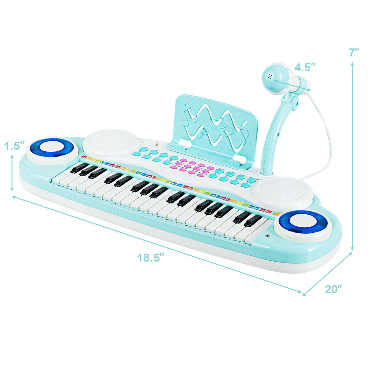 SUGIFT 37-Key Electric Keyboard Piano with Recording and Playback Ages Over 18 Months with Microphone Blue