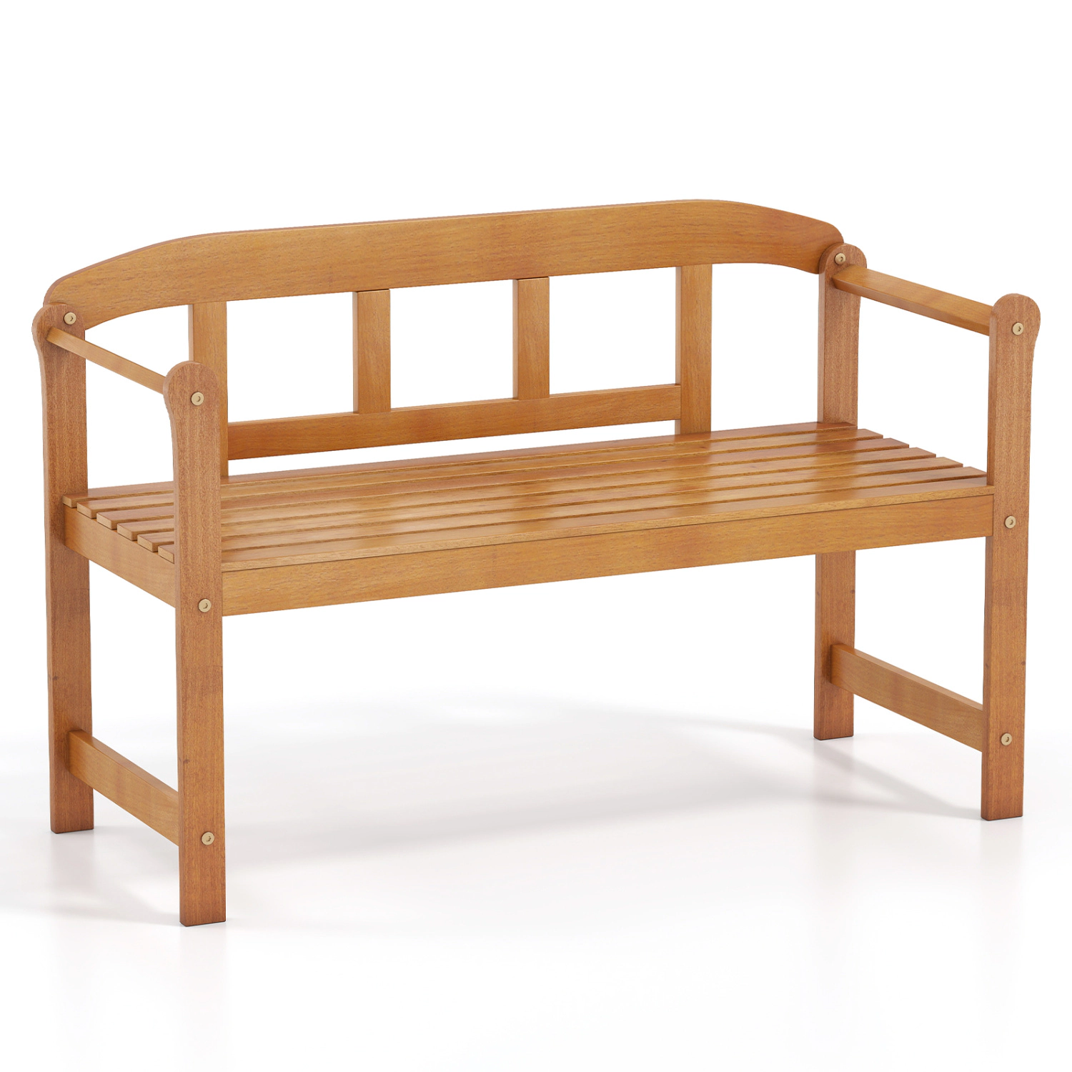 LJG 2-Seater Outdoor Acacia Wood Garden Bench with Backrest & Armrests