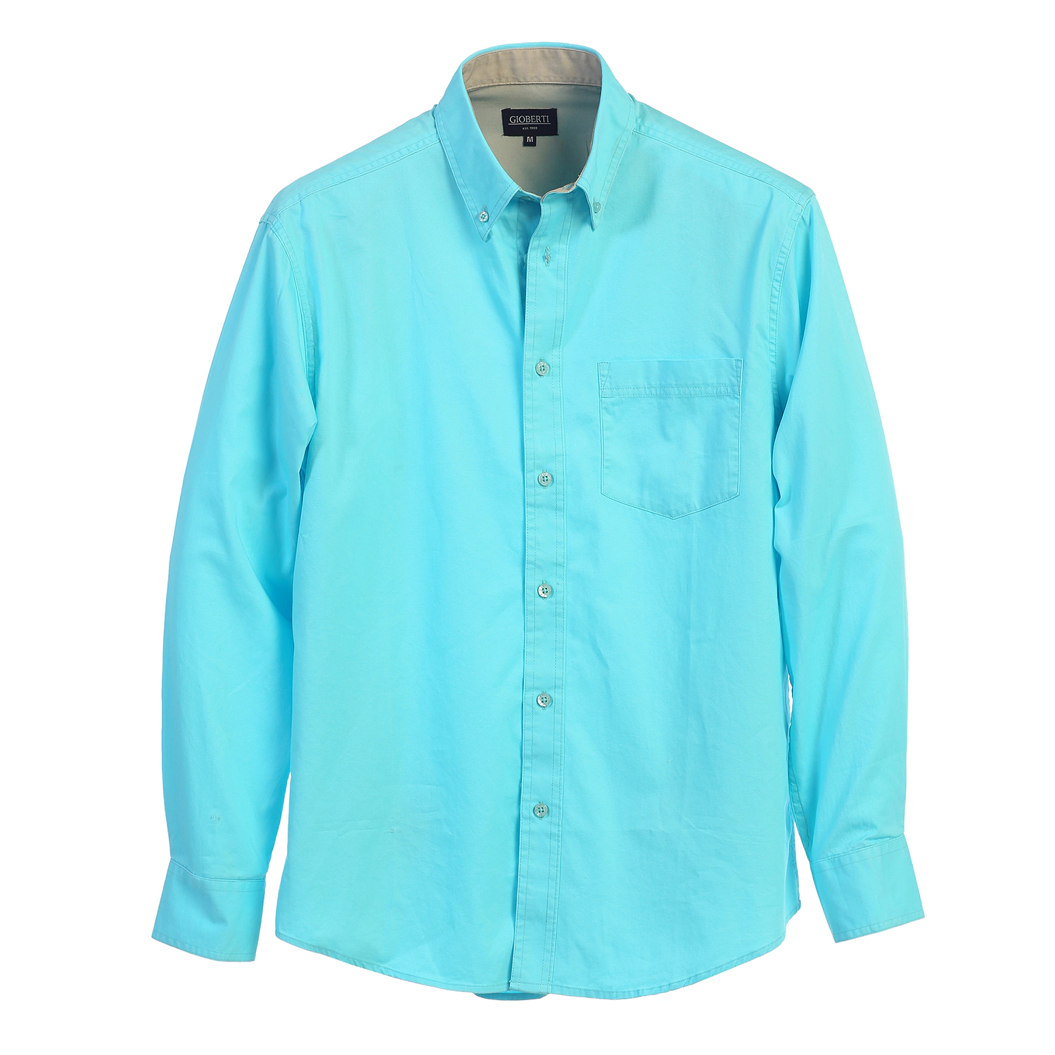 Gioberti Men's 100% Cotton Twill Oxford Shirt with Contrast