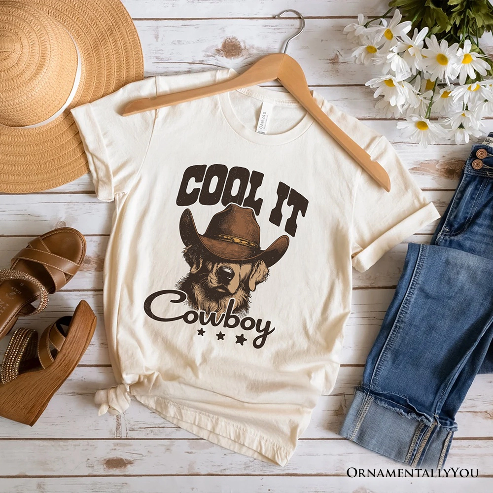 OrnamentallyYou Mens Cool It Cowboy Western Dog T-Shirt