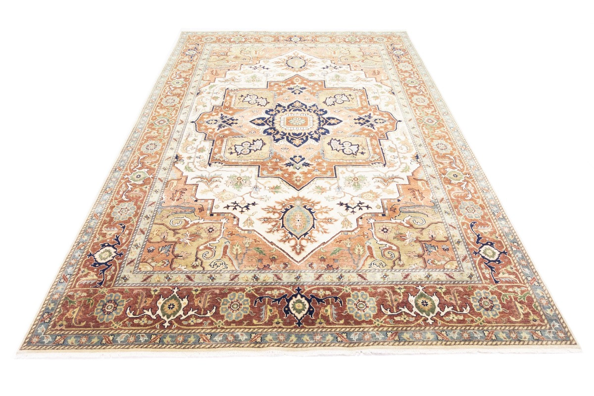 Magic Rugs Cream Geometric 10X14 Heriz Serapi Oriental Rug