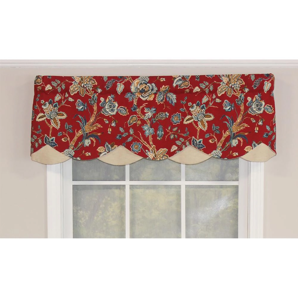 RLF Home Gianna Petticoat Valance Red. 3"Rod Pocket, Contrast Bottom fabric. 50"W x 15"L