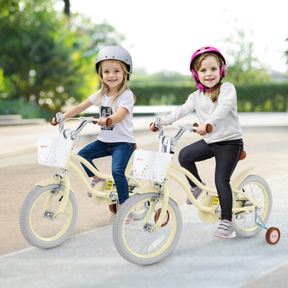 Hivvago 14 Inch Kids Bike Adjustable with Training Wheels Ages 3-8 Years Olds
