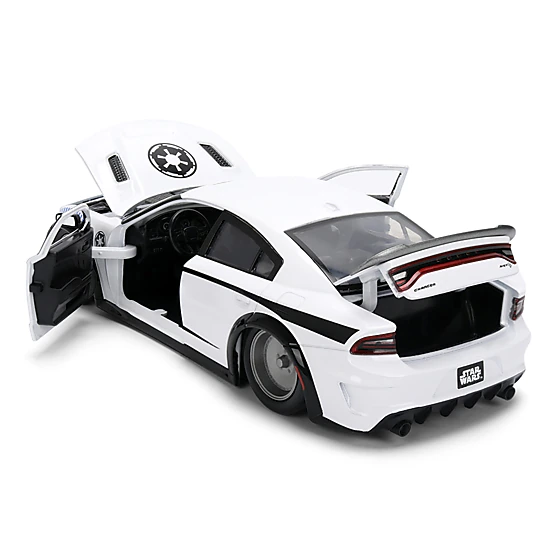 Jada Collectible 2021 Dodge Charger Srt Hellcat White With Graphics And Stormtrooper Figure "Star Wars" Franchise