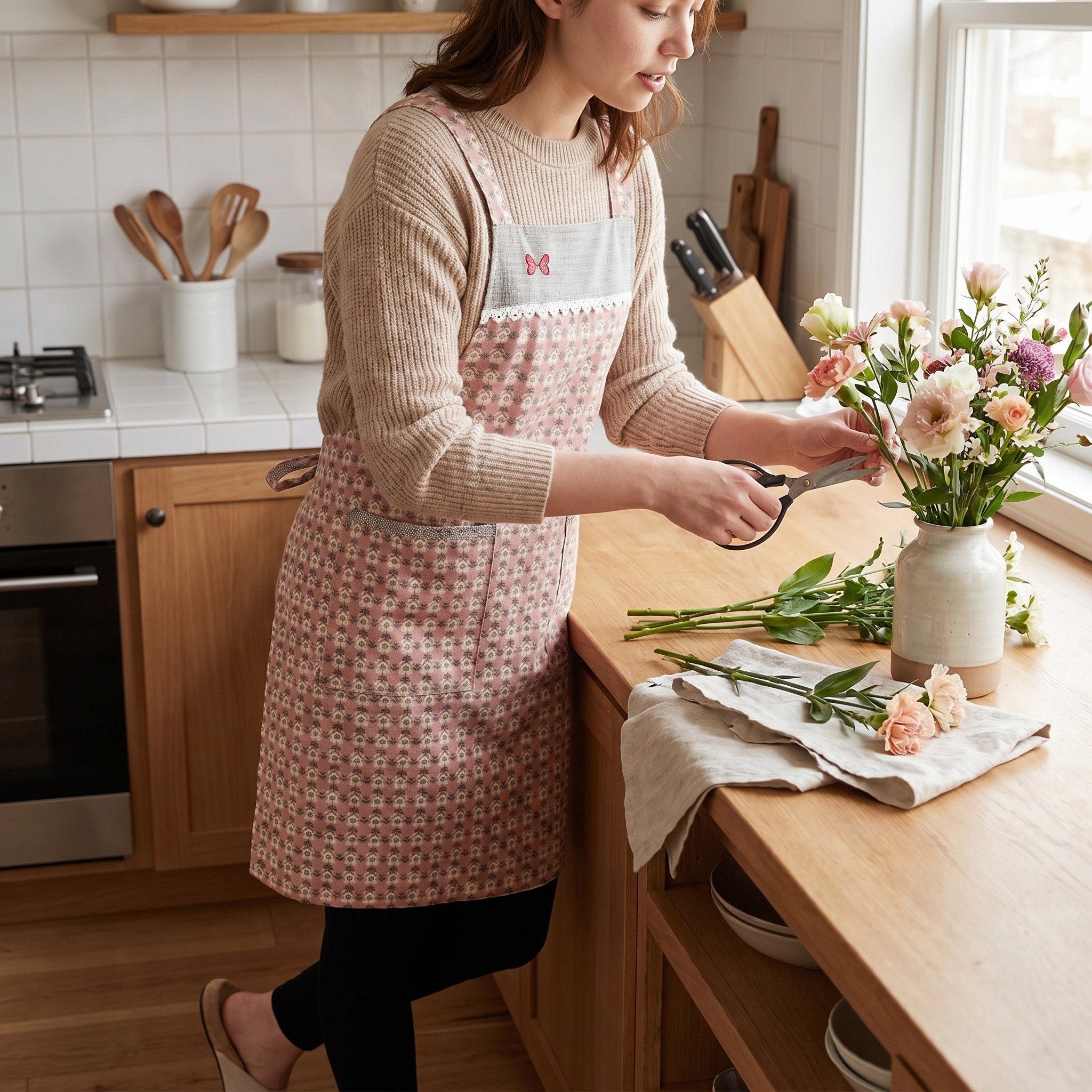 Alilang Unisex Adjustable Printed Full Apron with Bib Front and Waist Ties