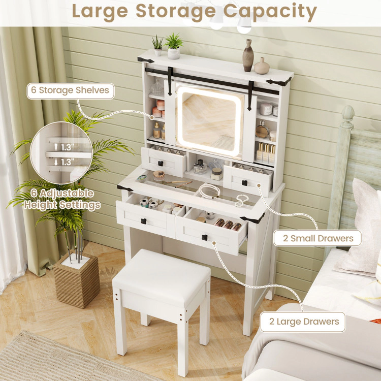Hivvago Makeup Vanity Desk With Mirror And Adjustable Storage Shelves