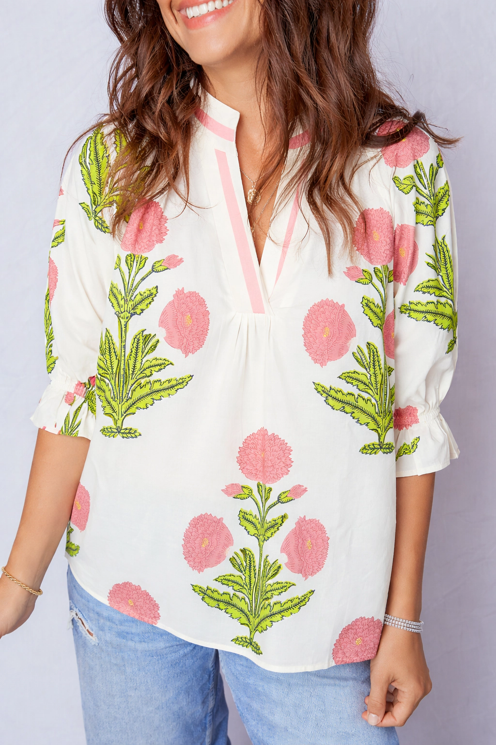 Threaded Pear Women's Noelle 3 4 Sleeve Blouse