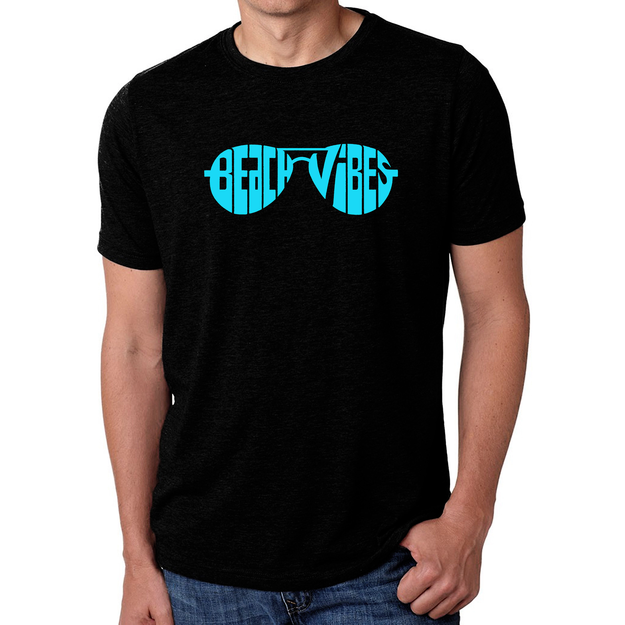 LA Pop Art Men's Cotton-Poly Word T-Shirt - Beach Vibes