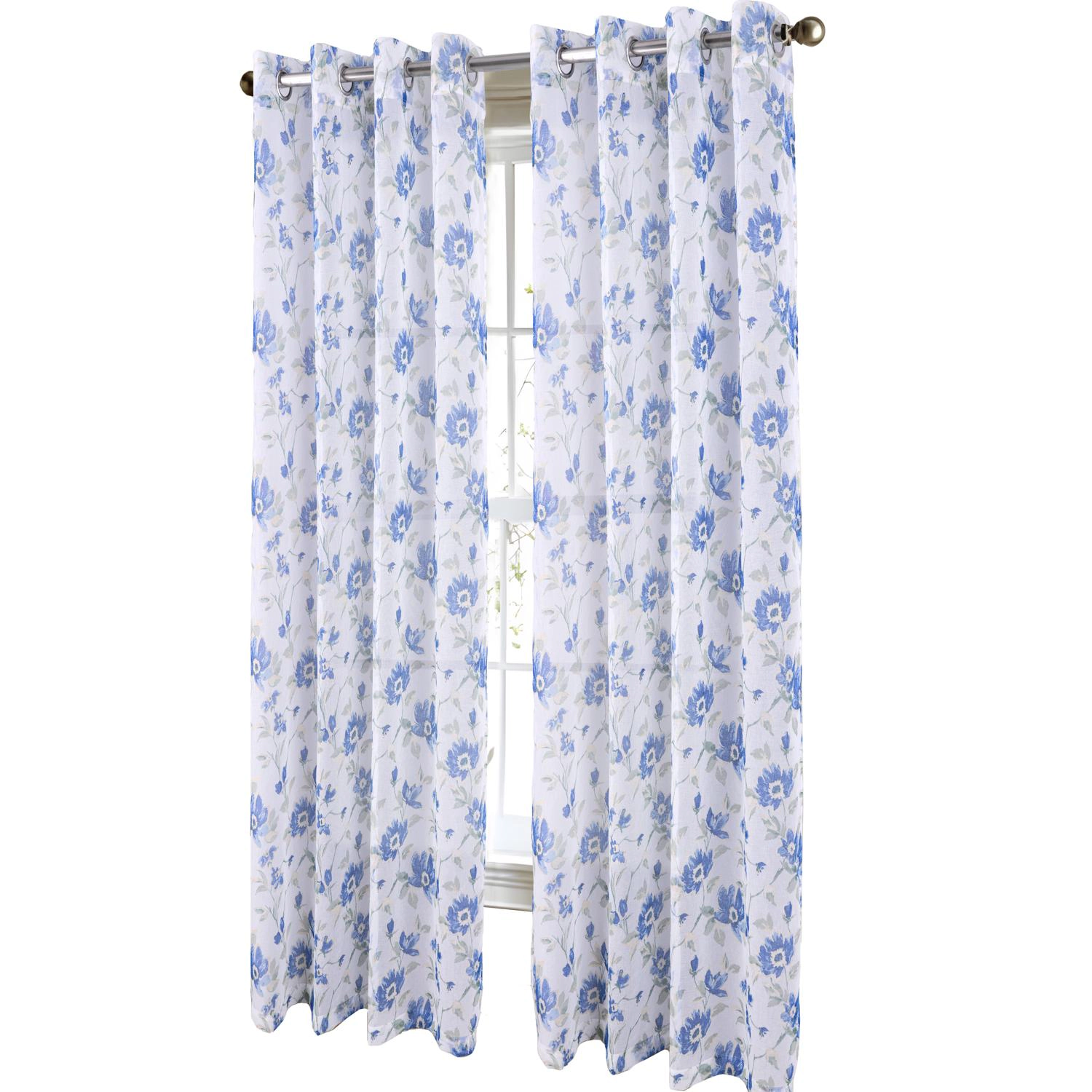 RT Designers Collection Meadow Grommet Metallic Sheer Printed Doily Curtain Panel 54" x 95