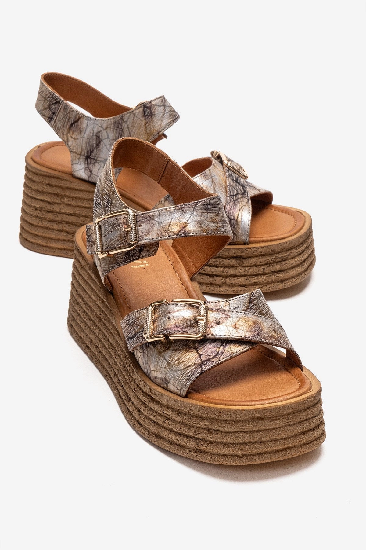 Forever & Always Womens Mirette Leather Platform Sandals