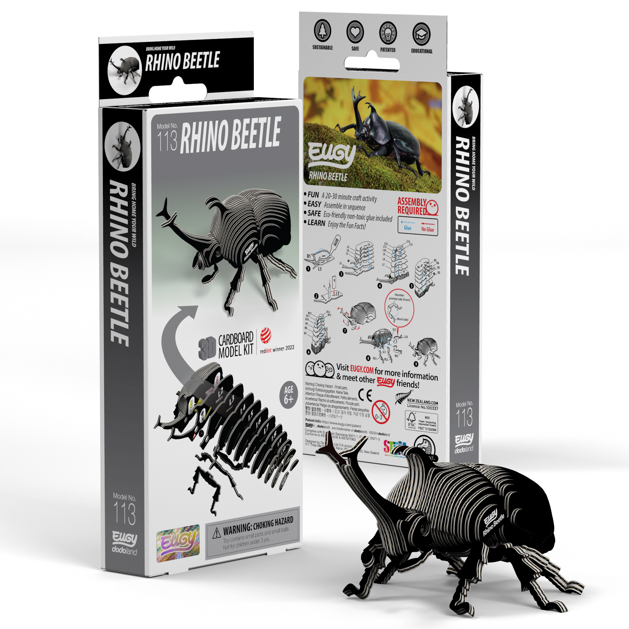 EUGY Rhino Beetle 3D Puzzle - contains 34 puzzle pieces