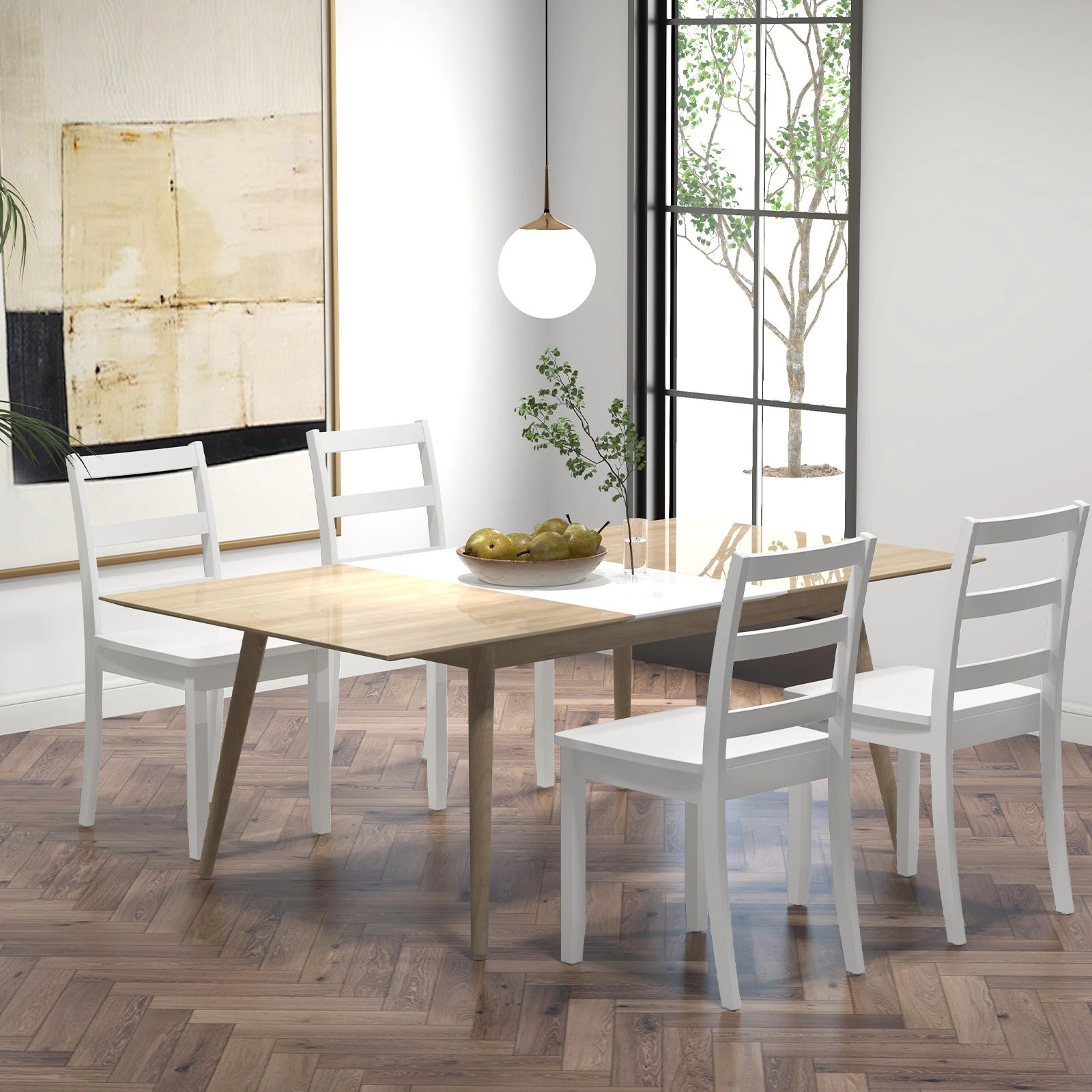 SlickBlue Set of 2 Dining Chairs with Rubber Wood Frame & Ladder Back
