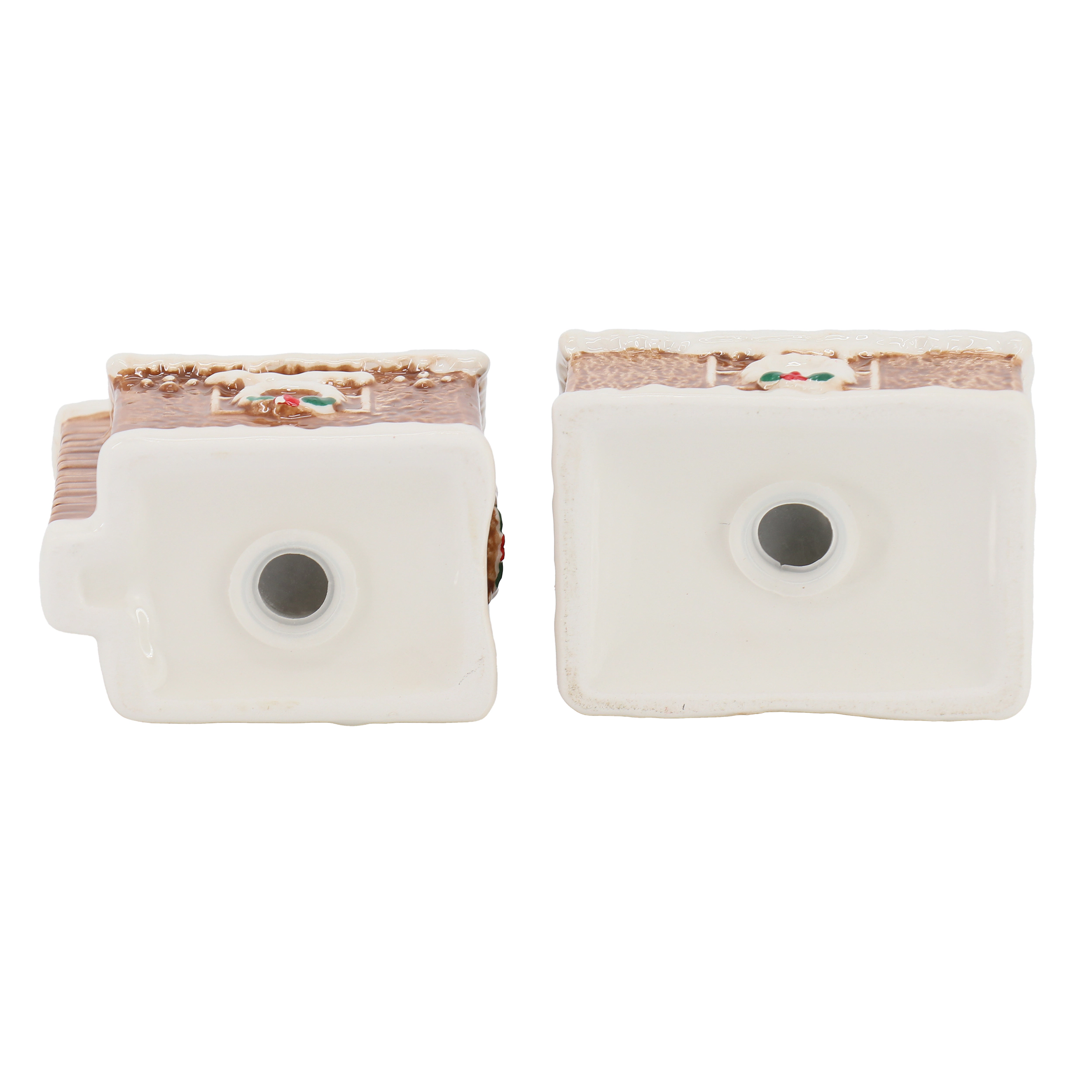 Martha Stewart Ceramic Gingerbread House Salt and Pepper Shaker Set in Brown