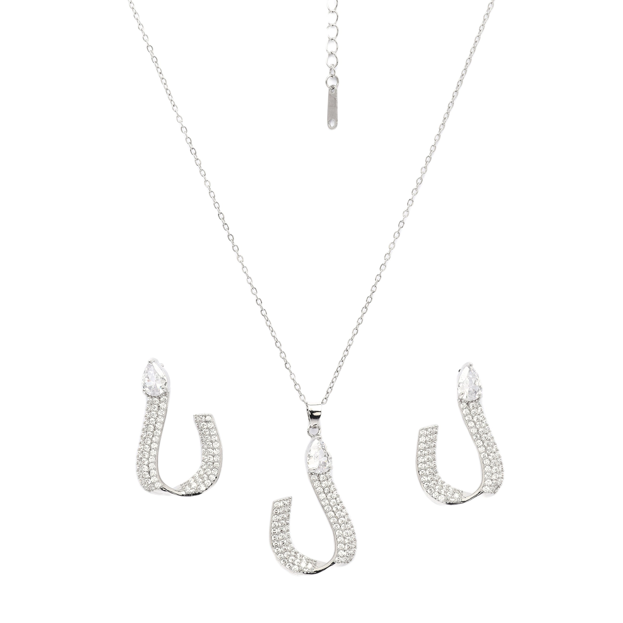 AGP PARIS Shimmering Charm Horseshoe Womens Necklace and Earrings Set