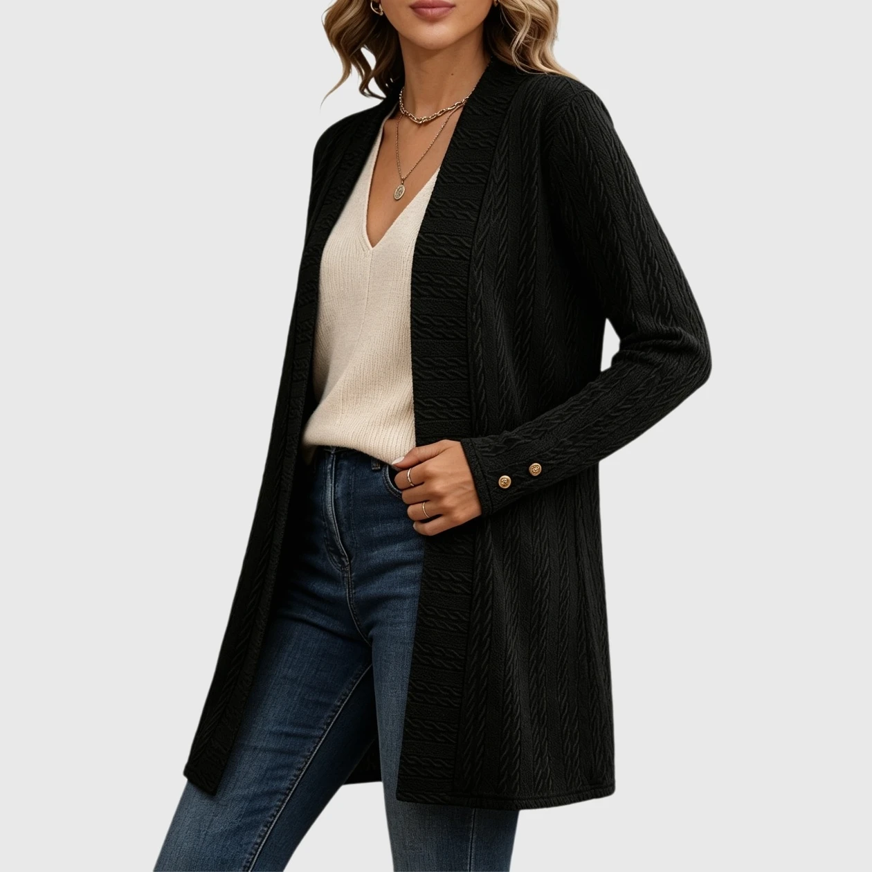YesFashion Women's Cardigan Casual Dressy Open Front Long Sleeve Knit Sweaters