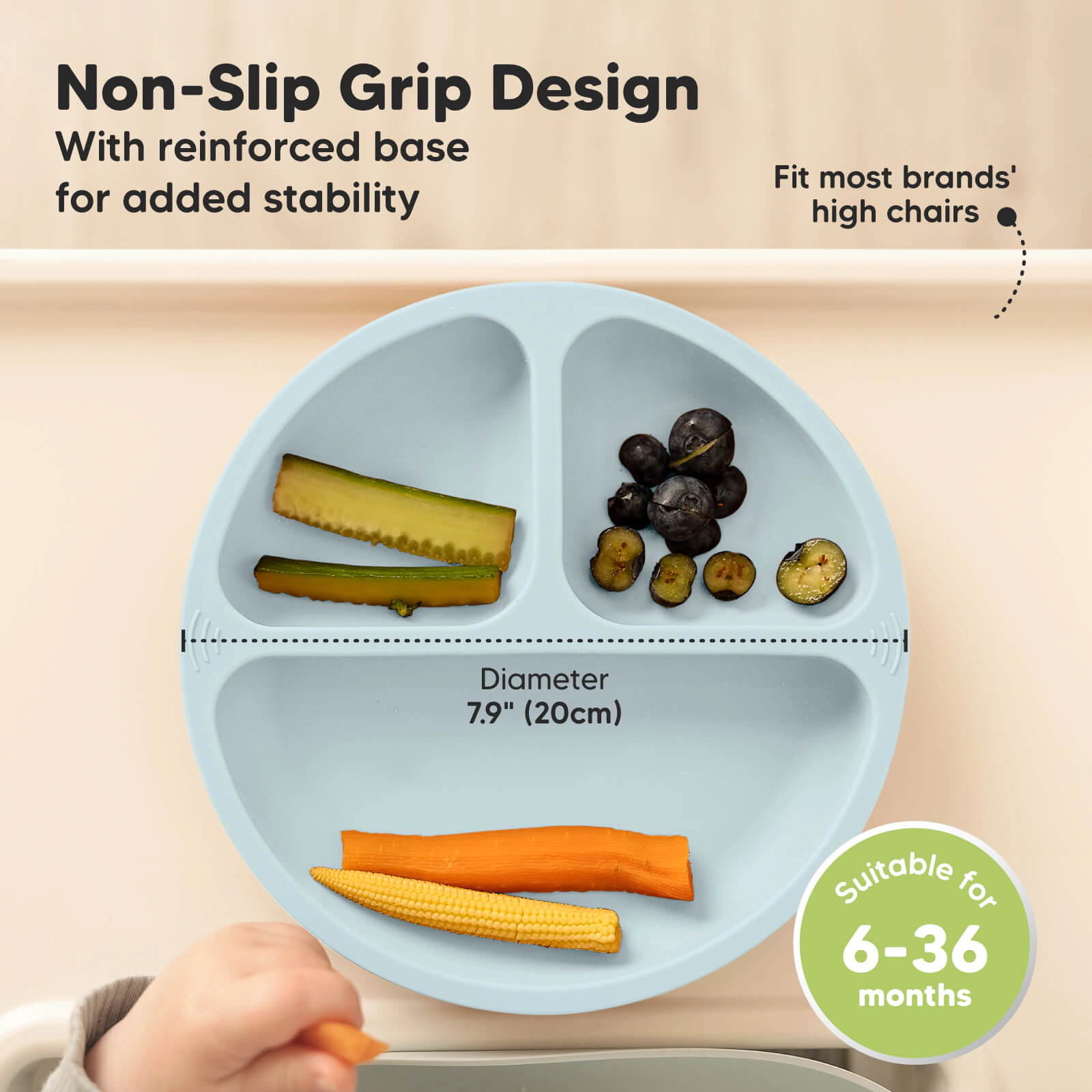 KeaBabies 3-Pack Prep Silicone Suction Plates