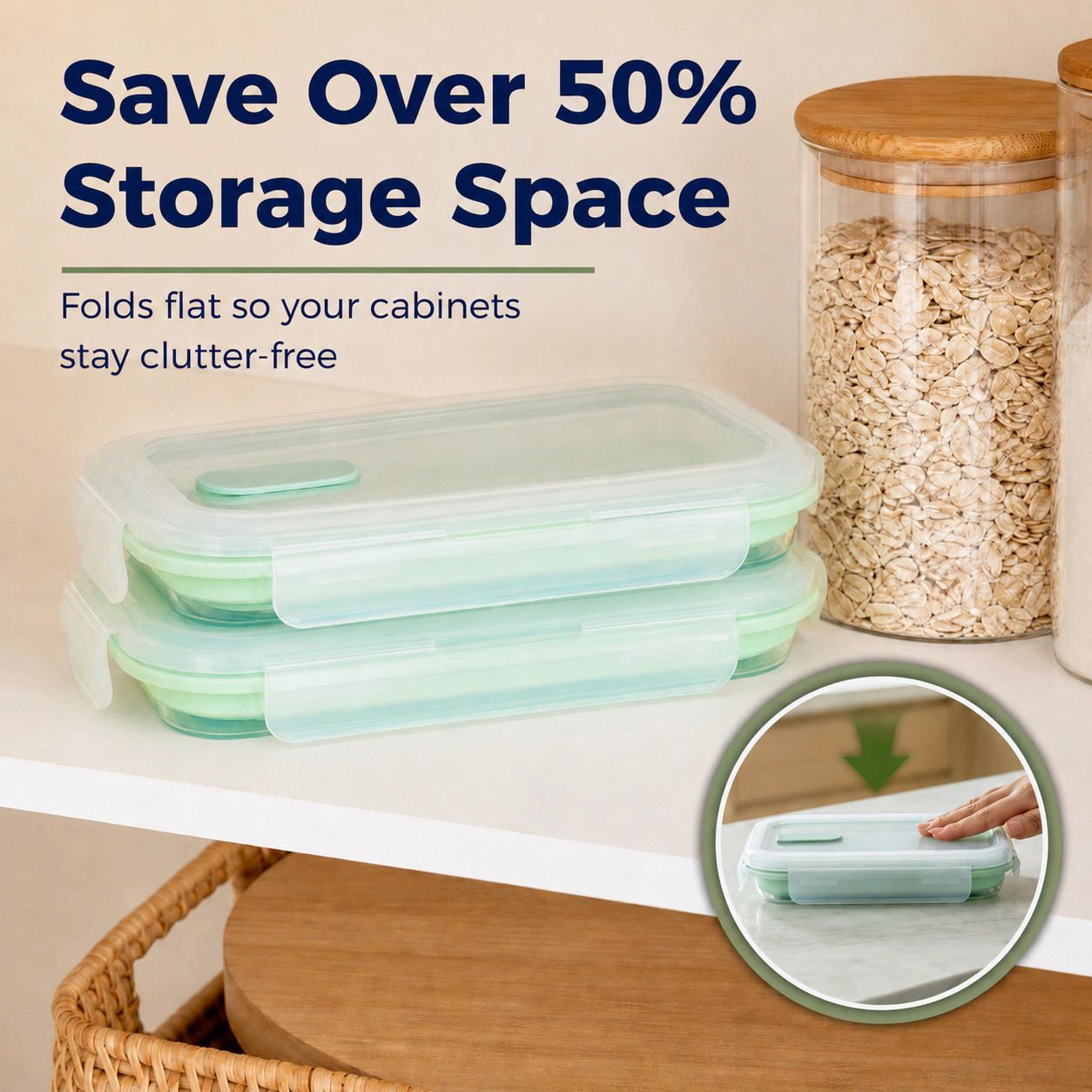CHEFSPOT Collapsible Silicone Food Storage Containers 2 Pack