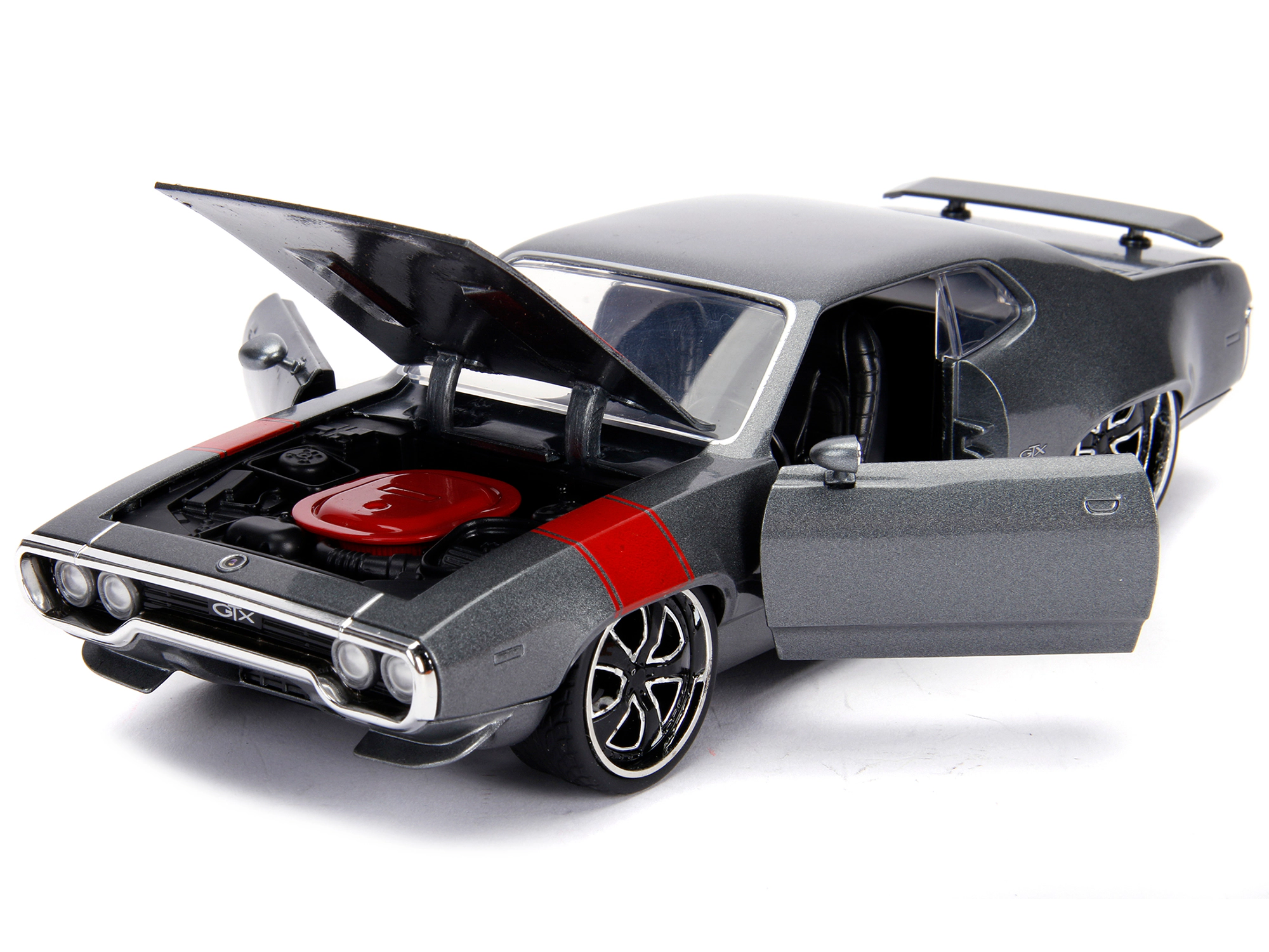 Jada 1972 Plymouth GTX 440 Metallic Gray with Red Stripe "Bigtime Muscle" 1/24 Diecast Model Car by Jada
