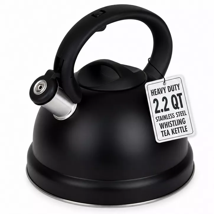 Luminuxe Whistling Tea Kettle, 2.2qt Stainless Steel Stove Top Kettle with Cool-Touch Handle, Fast Boil Pot