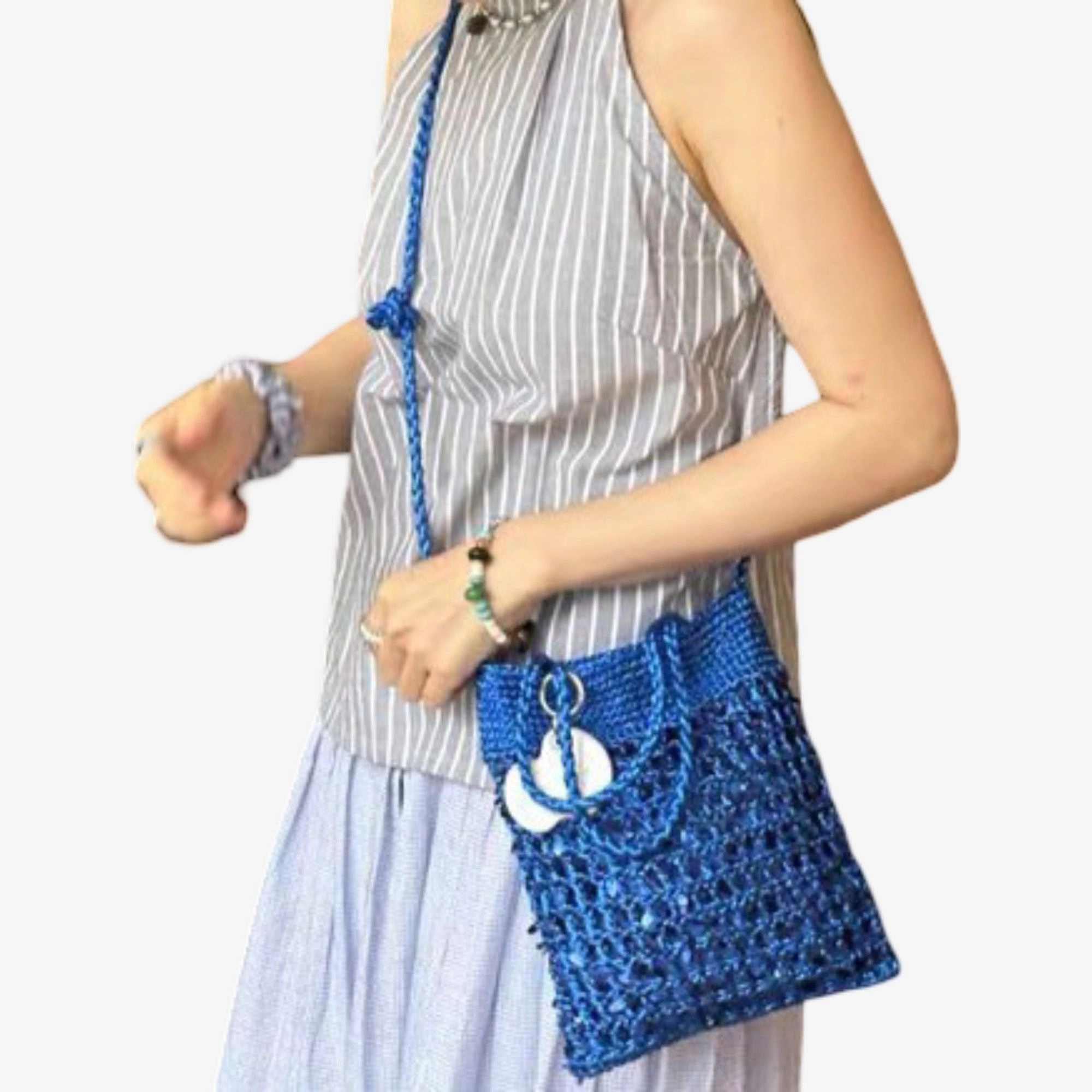 Alilang Women's Hand-Crocheted Sequin Crossbody Bag Small Square Shoulder for Phone and Essentials