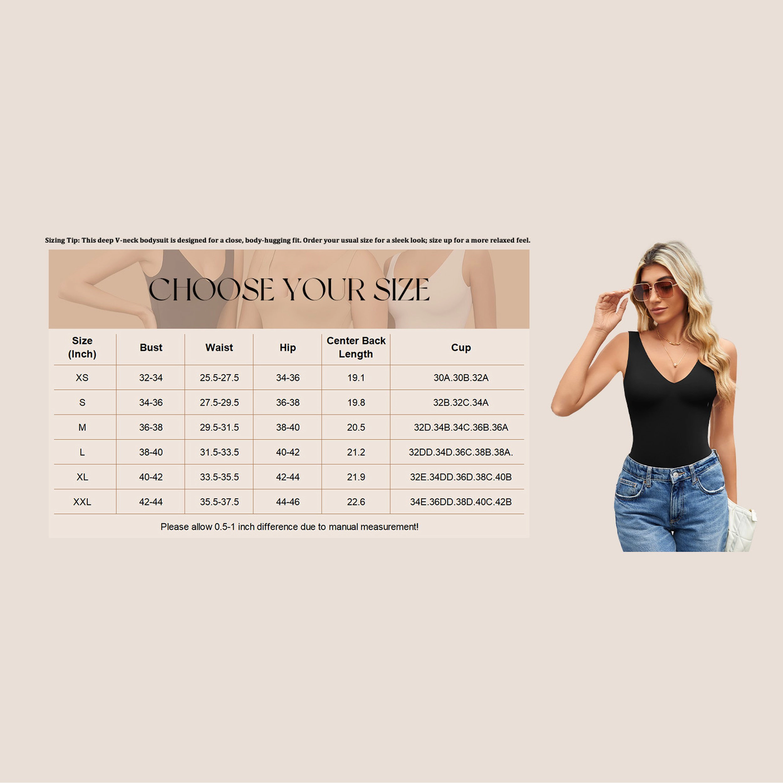 Avidlove Women's Deep V Neck Sleeveless Seamless Bodysuit