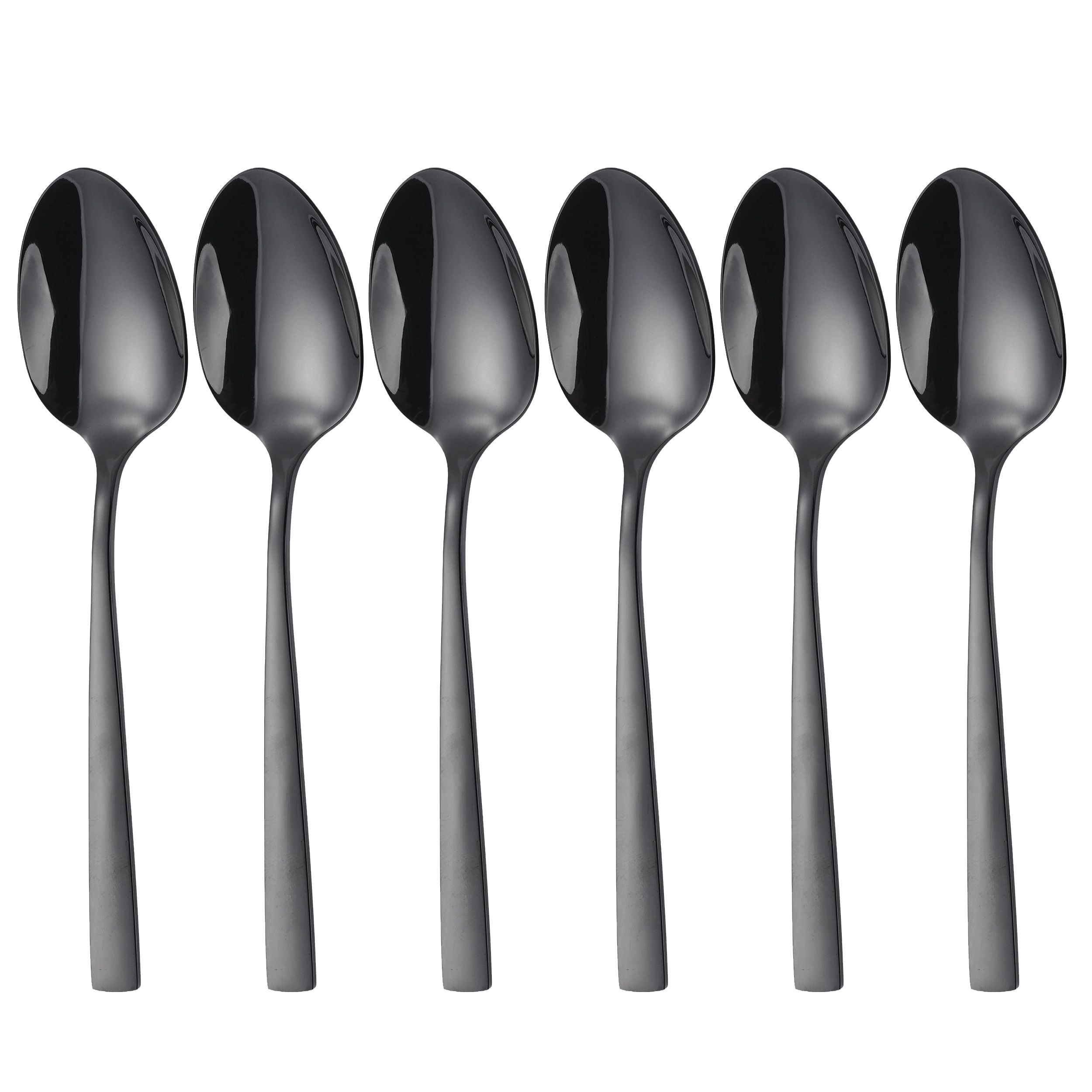 Elama Lyana 6 Piece Mirror Polished Stainless Steel Teaspoon Set Black