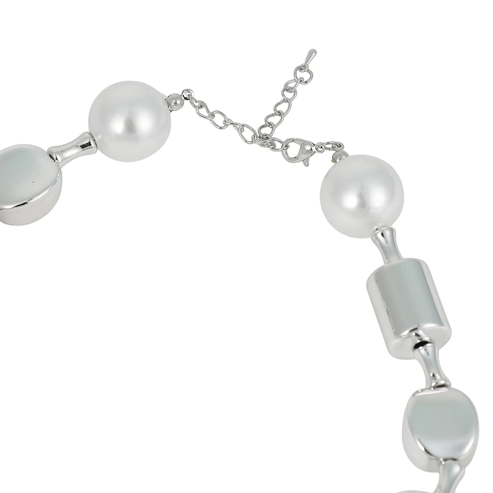 SOHI Women's The Spherical-Block Collar Necklace - Chrome Silver