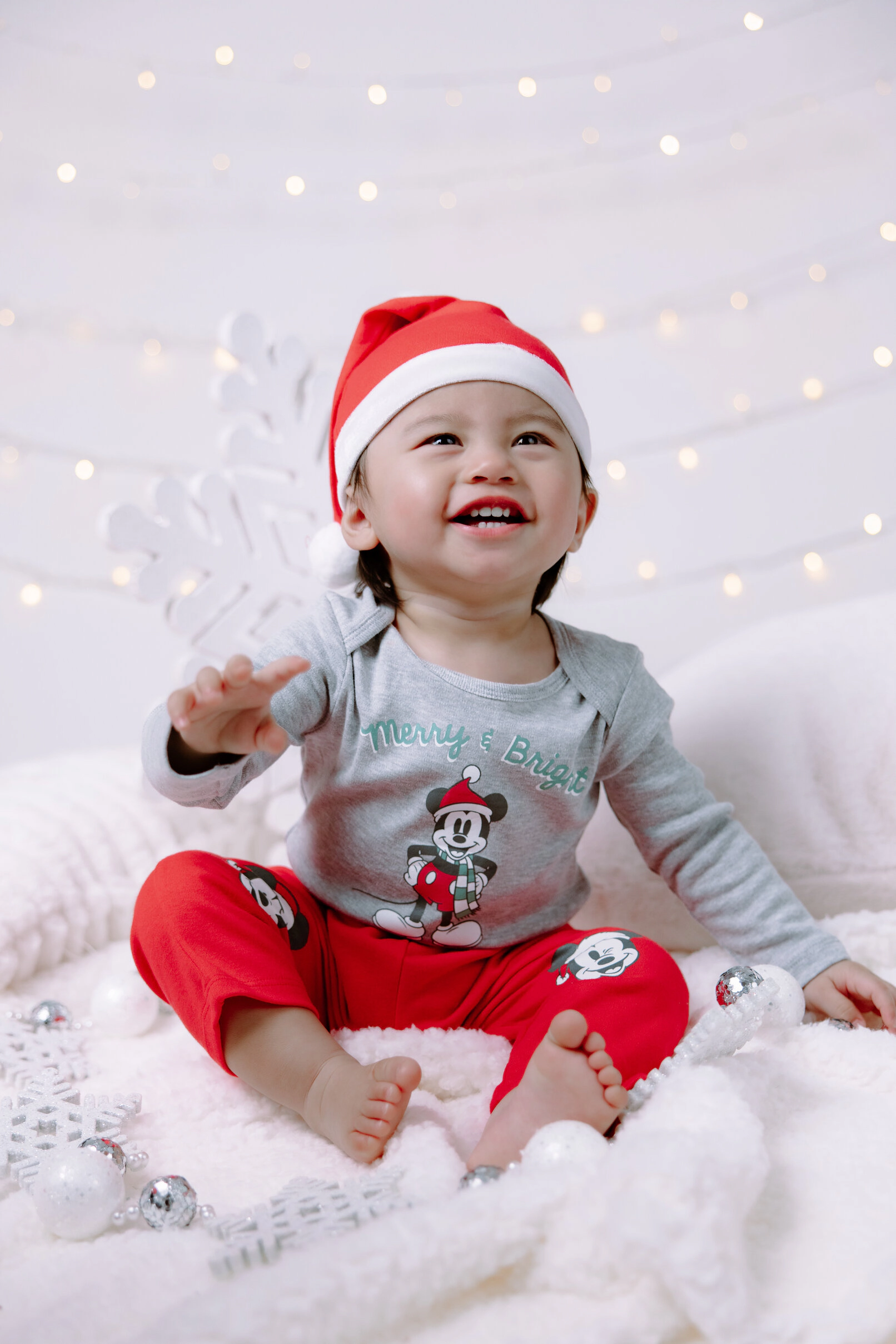 Disney Baby Boys' Holiday Bodysuit Pants and Hat Set