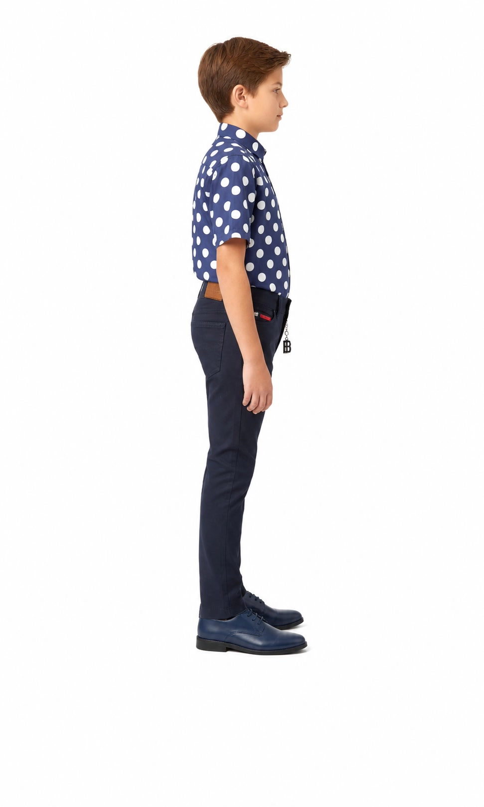 Elie Balleh Boys Slim Fit Long Sleeve Polka Dot Shirt