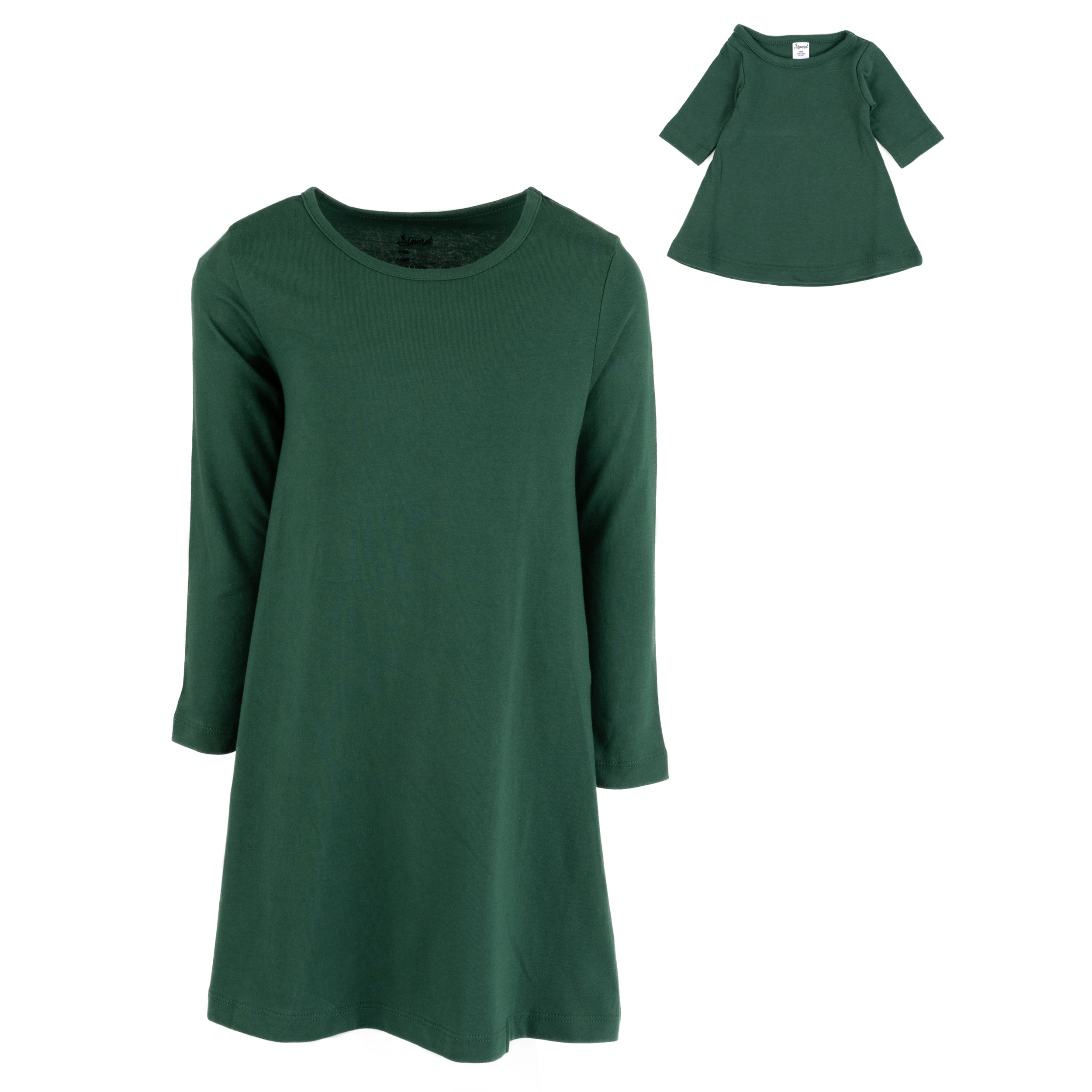Leveret Girl & Matching Doll Cotton Holiday Solid Dress Set