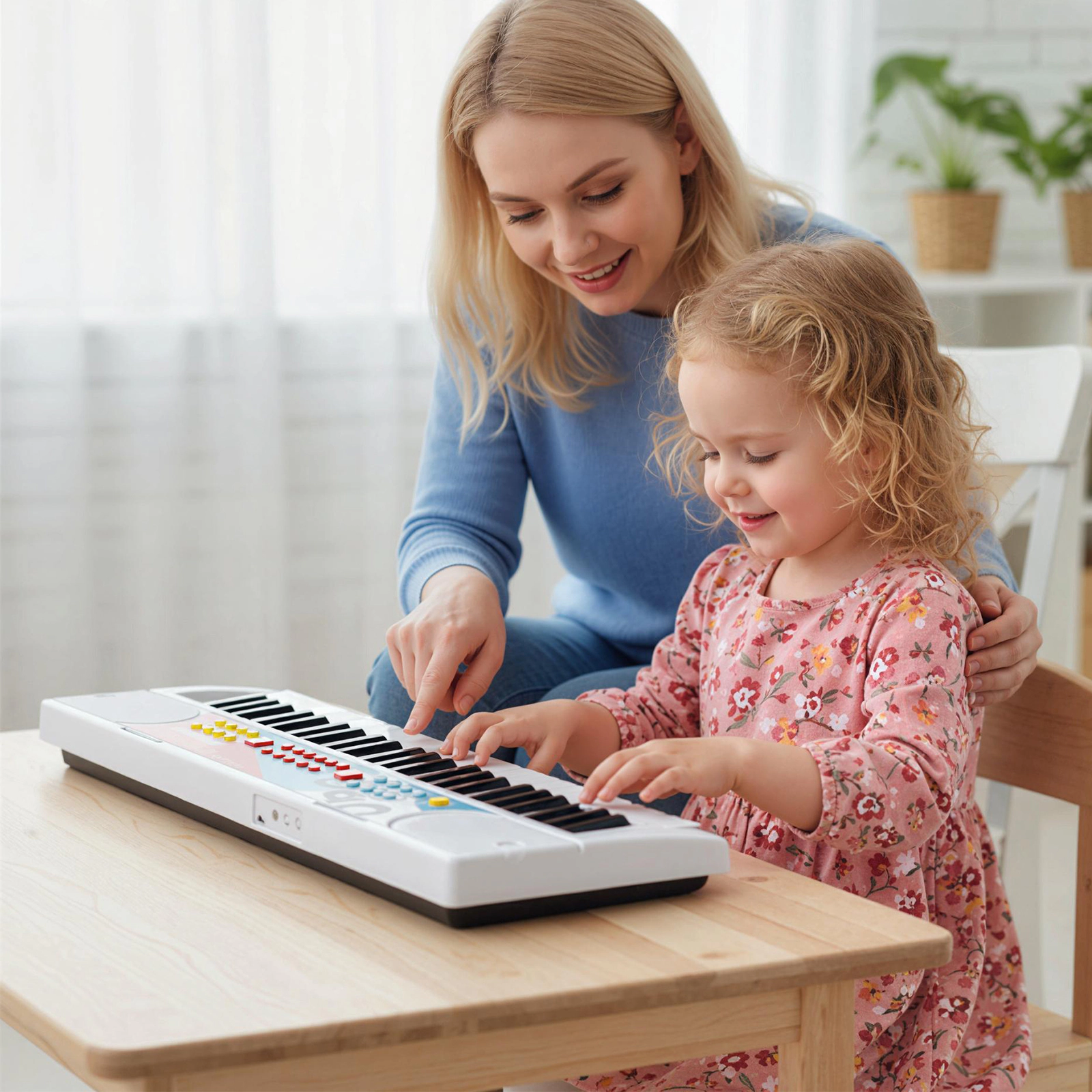 SUGIFT Kids White 49-Key Portable Electric Keyboard Piano with Microphone 21-in W 7.5-in D 2-in H Ages 3+