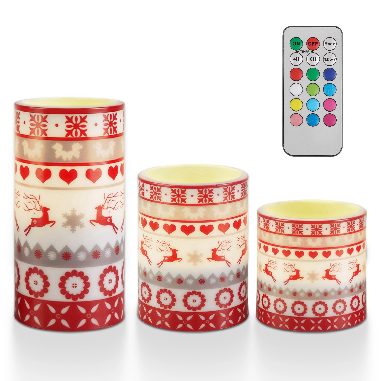 GBruno 3-Pc LED Deer Candles With Remote & Timer