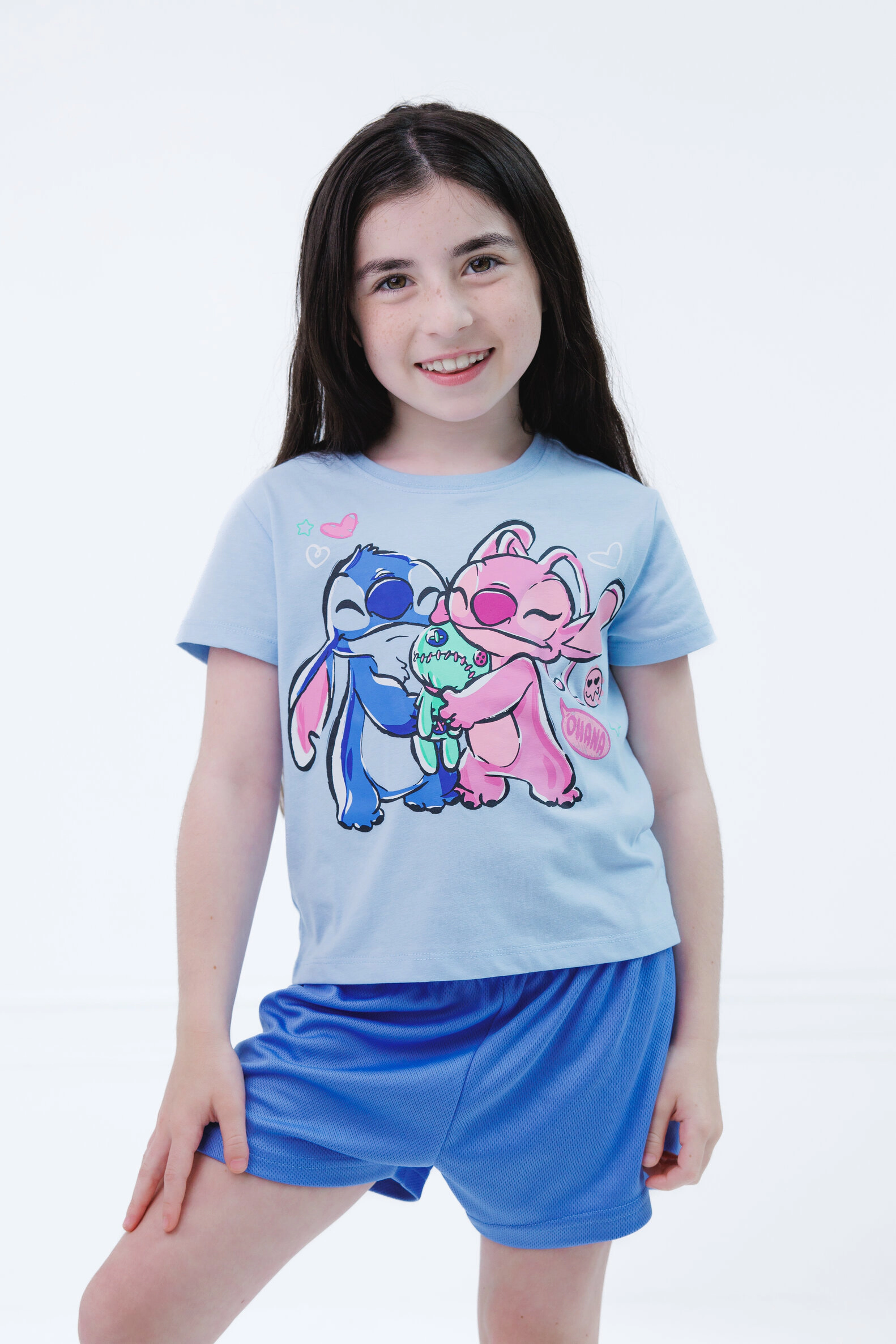 Disney Girls' T-Shirt, Tank Top and Mesh Shorts Set