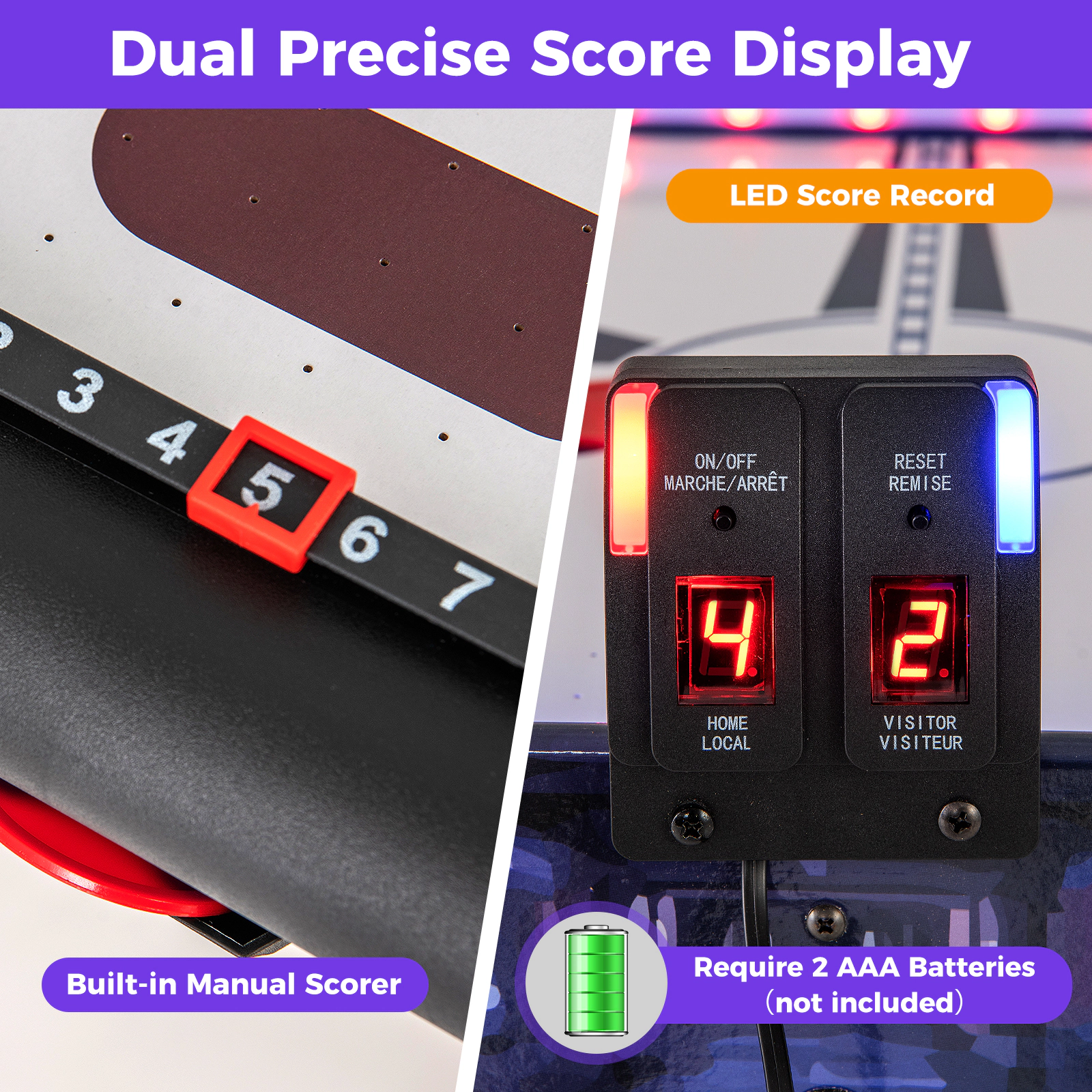 SUGIFT 54-in Air Powered Hockey Game Table with LED Score Display 2 Pushers 2 Pucks and Wide Goal Box