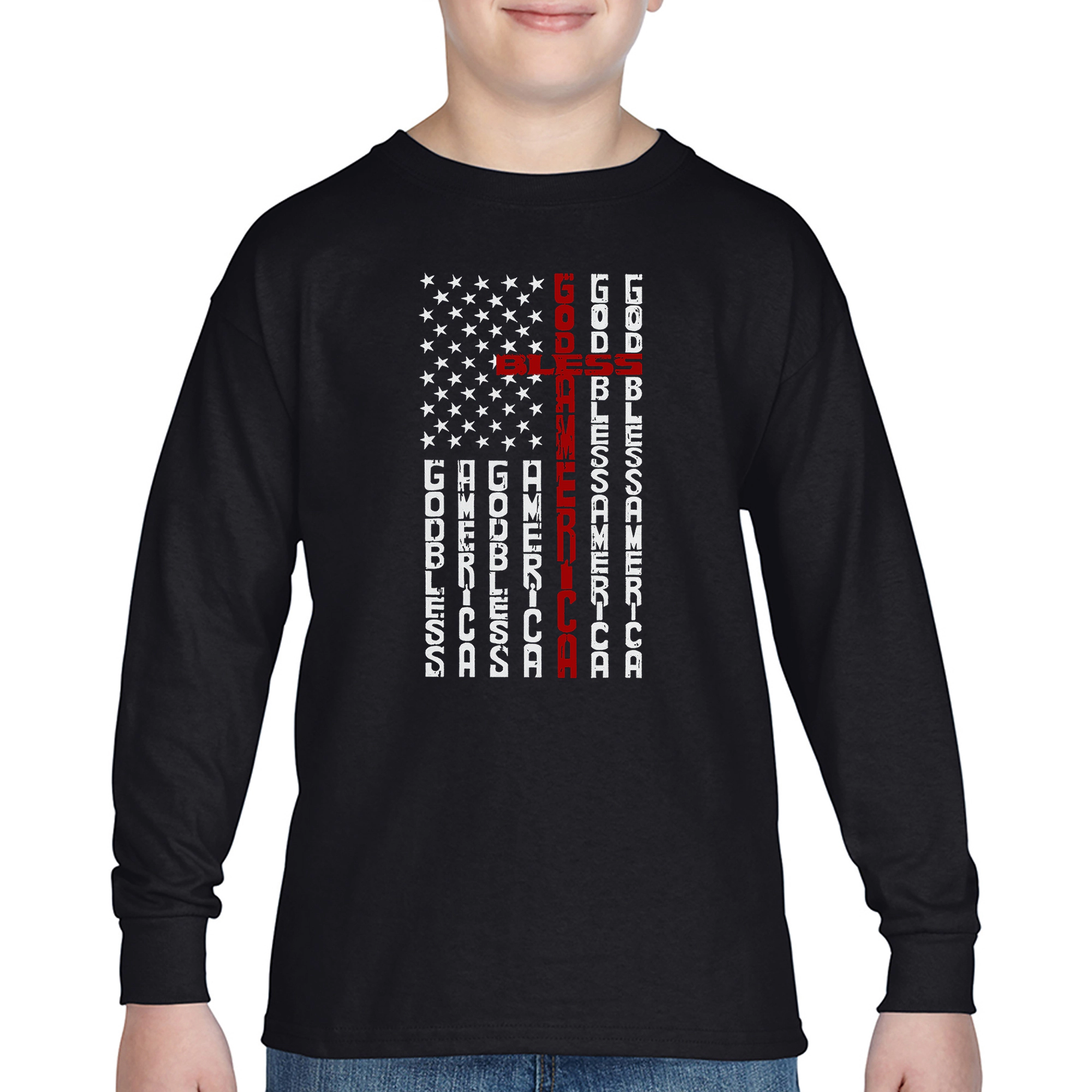 LA Pop Art Boys Long Sleeve T-Shirt - Cross Flag