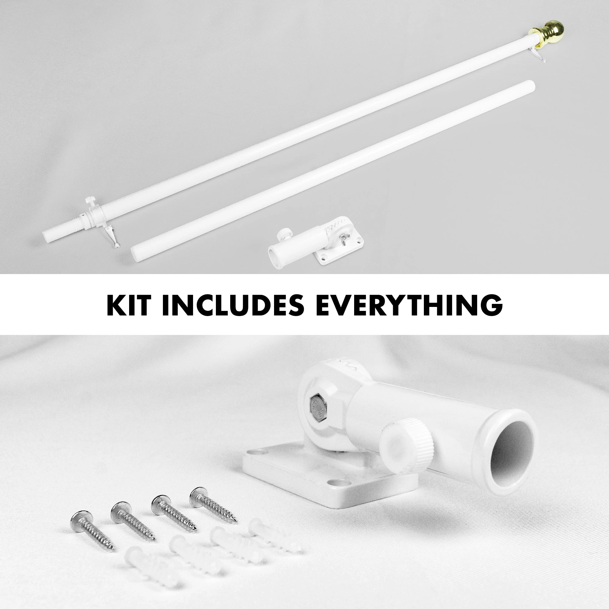 G128 5 Ft Tangle-Free Aluminum Spinning Flagpole White