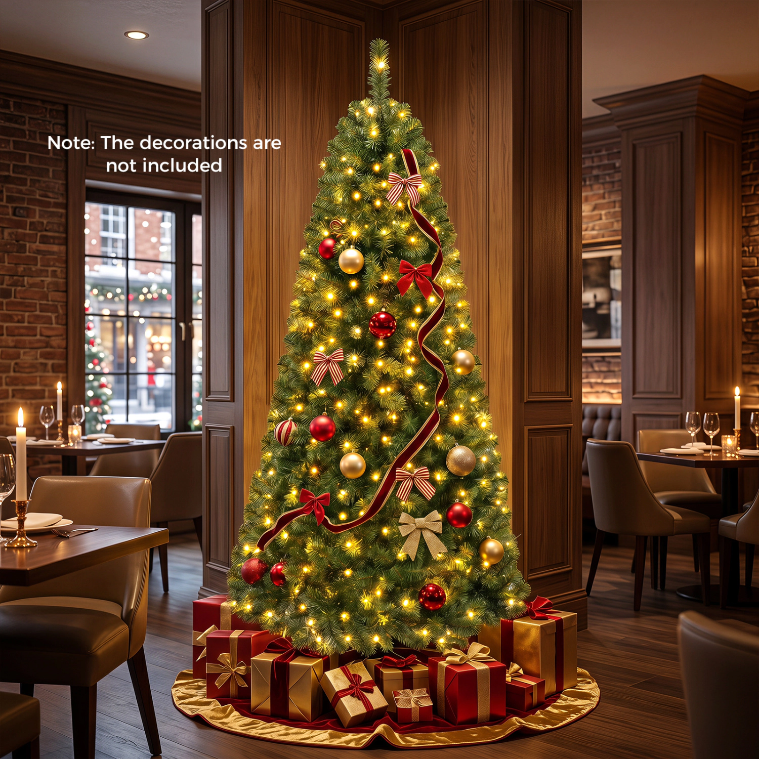 LJG Pre-Lit Green Artificial Christmas Tree with Full Branch Tips