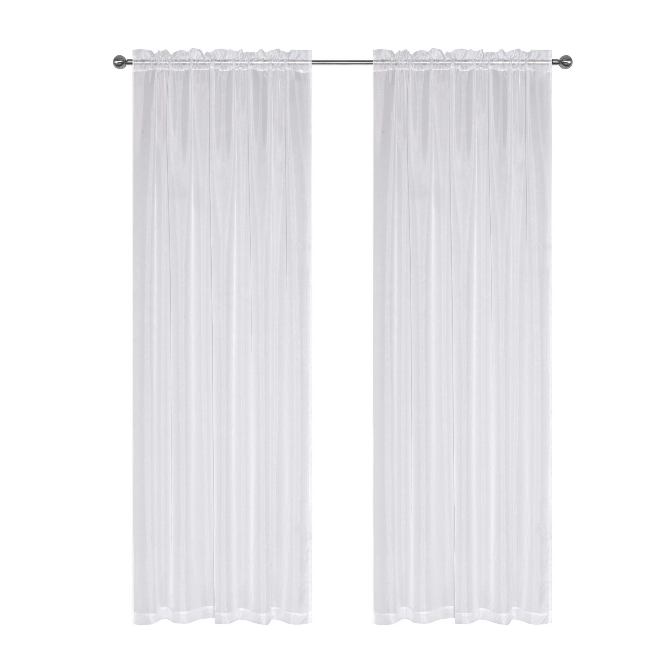 Kate Aurora Montauk Accents Ultra Lux 2 Piece Rod Pocket White Sheer Voile Window Curtain Panels