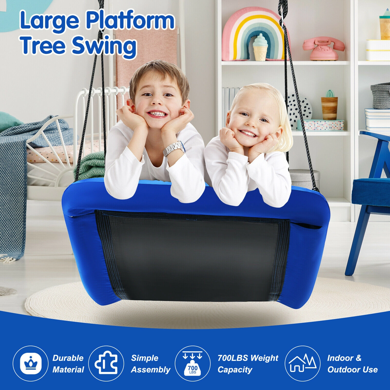 Hivvago 700Lb Giant 60 Inch Platform Tree Swing For Kids And Adults