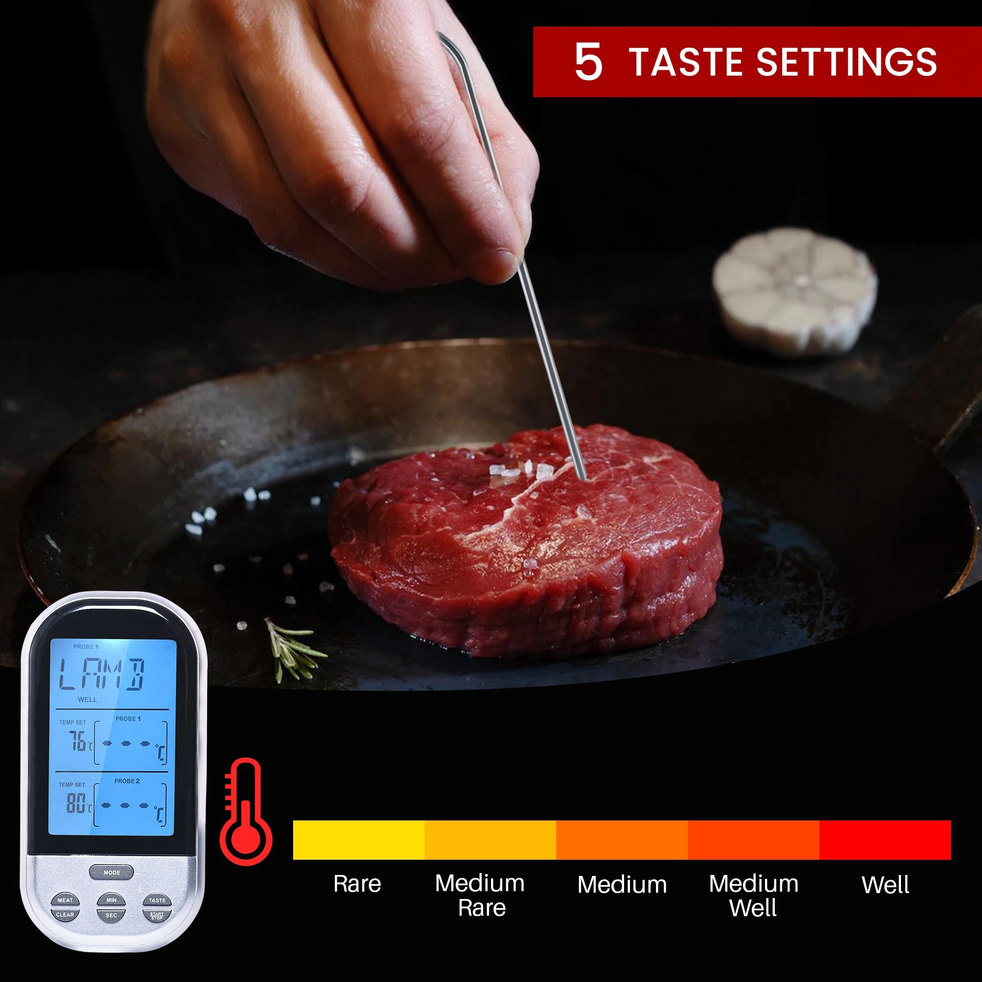 Cheer Collection Wireless Digital Food Thermometer for Kitchen Baking and Cookin
