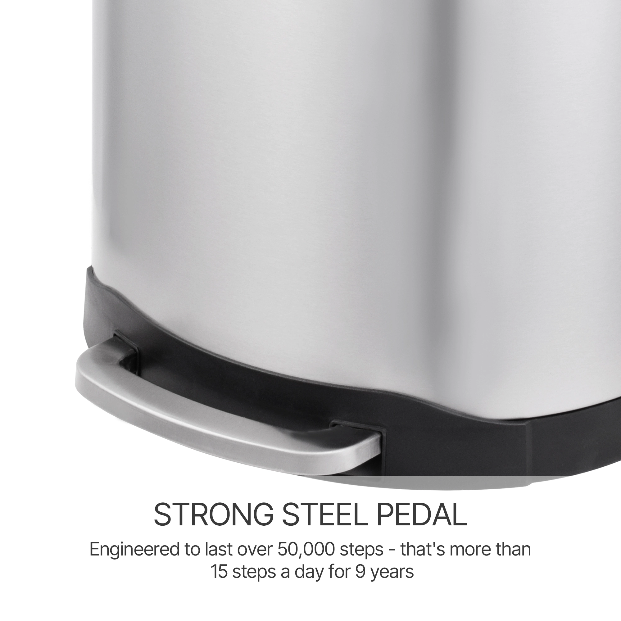 Innovaze 10.6 Gal./40 Liter Stainless Steel Semi-round Step-on Trash Can for Kitchen