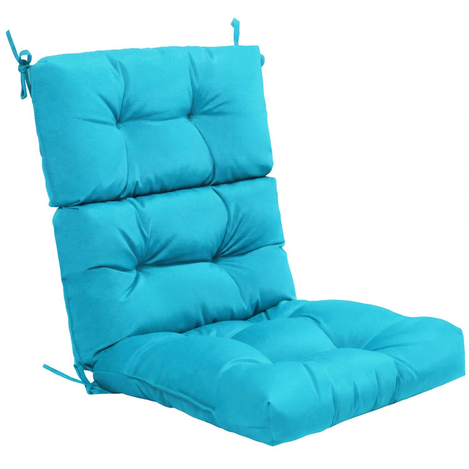 SUGIFT 45.5-in x 22-in Turquoise Tufted High Back Outdoor Patio Chair Cushion with 3-Fold Design and String Ties
