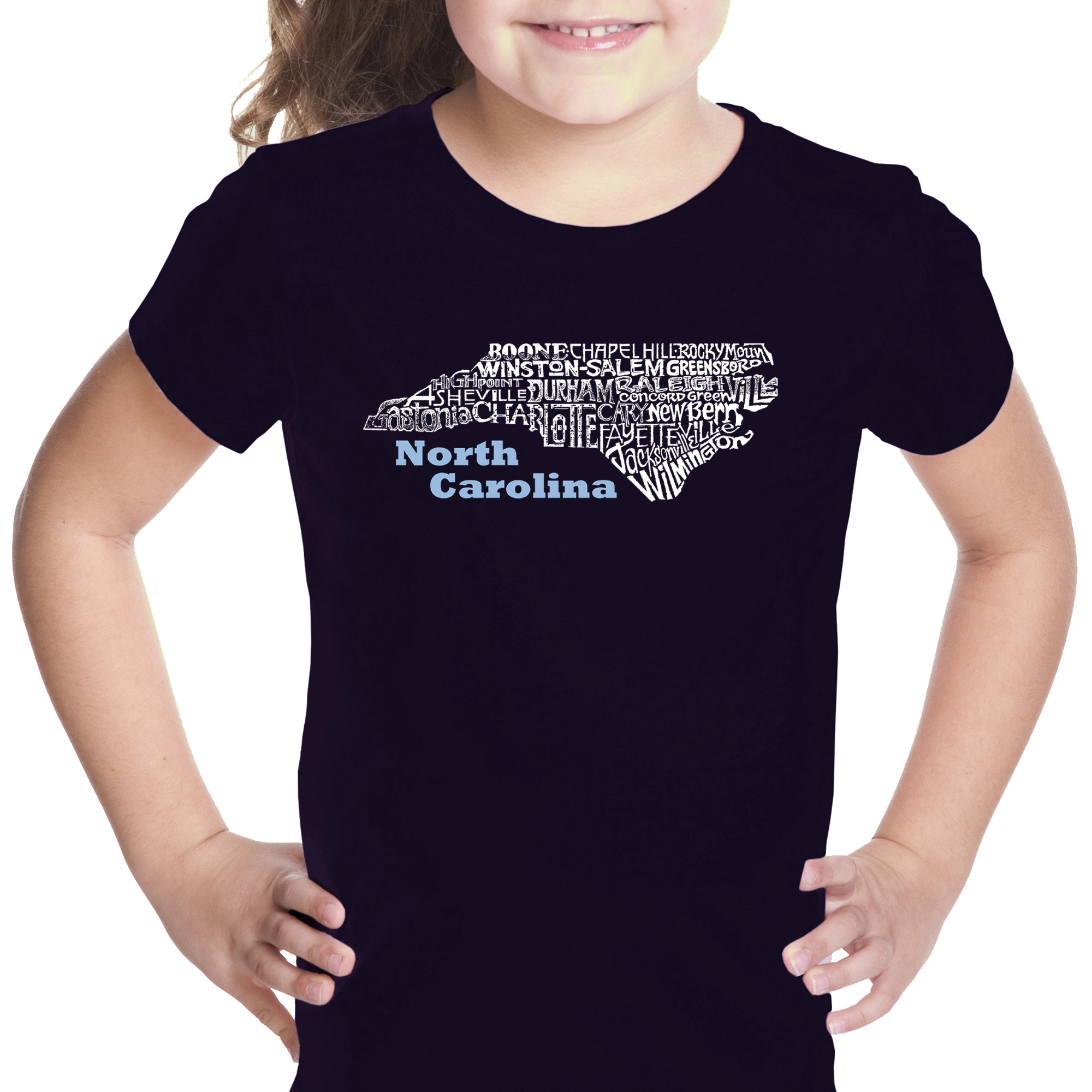 LA Pop Art Girls Word T-Shirt - North Carolina