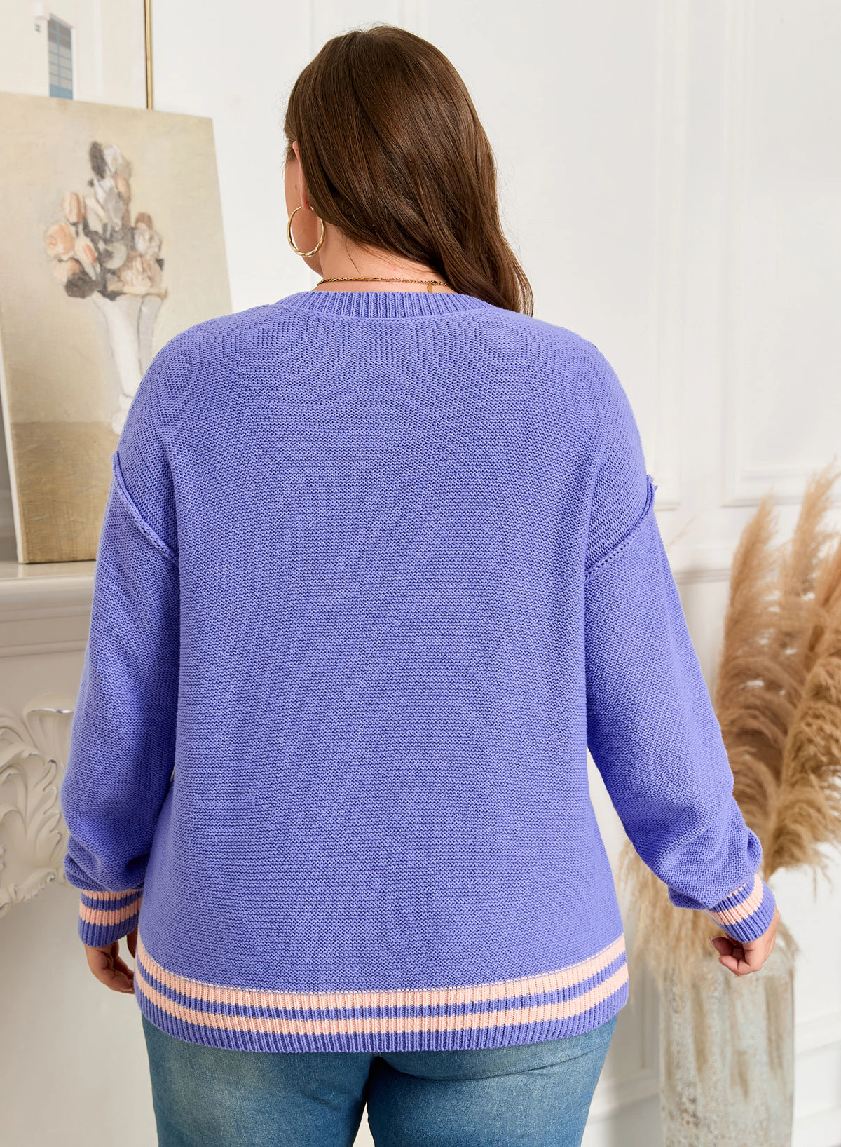 Threaded Pear Women's Etta Shoulder Knit Loose PLUS Sweater
