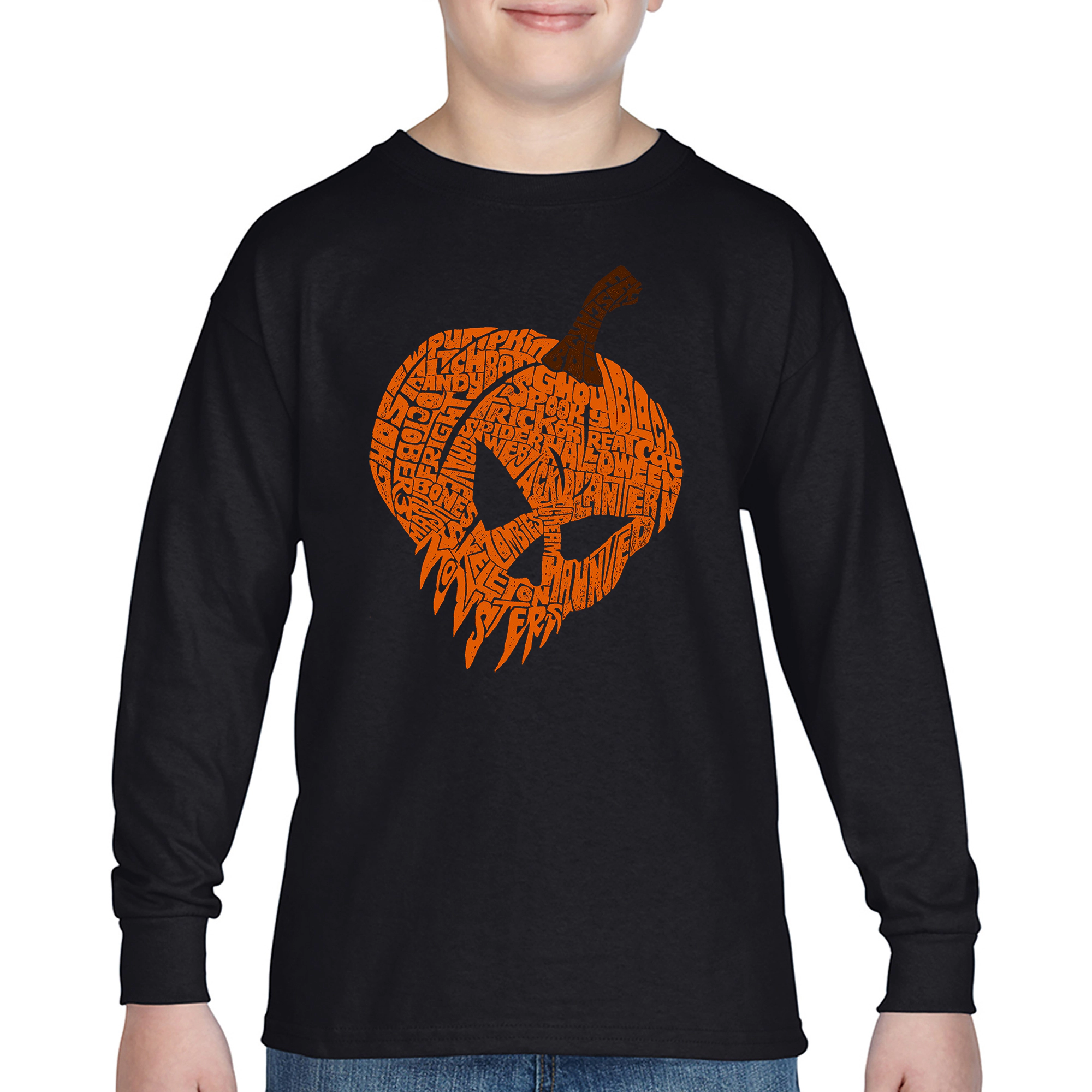 LA Pop Art Boys Long Sleeve T-Shirt - Evil Pumpkin